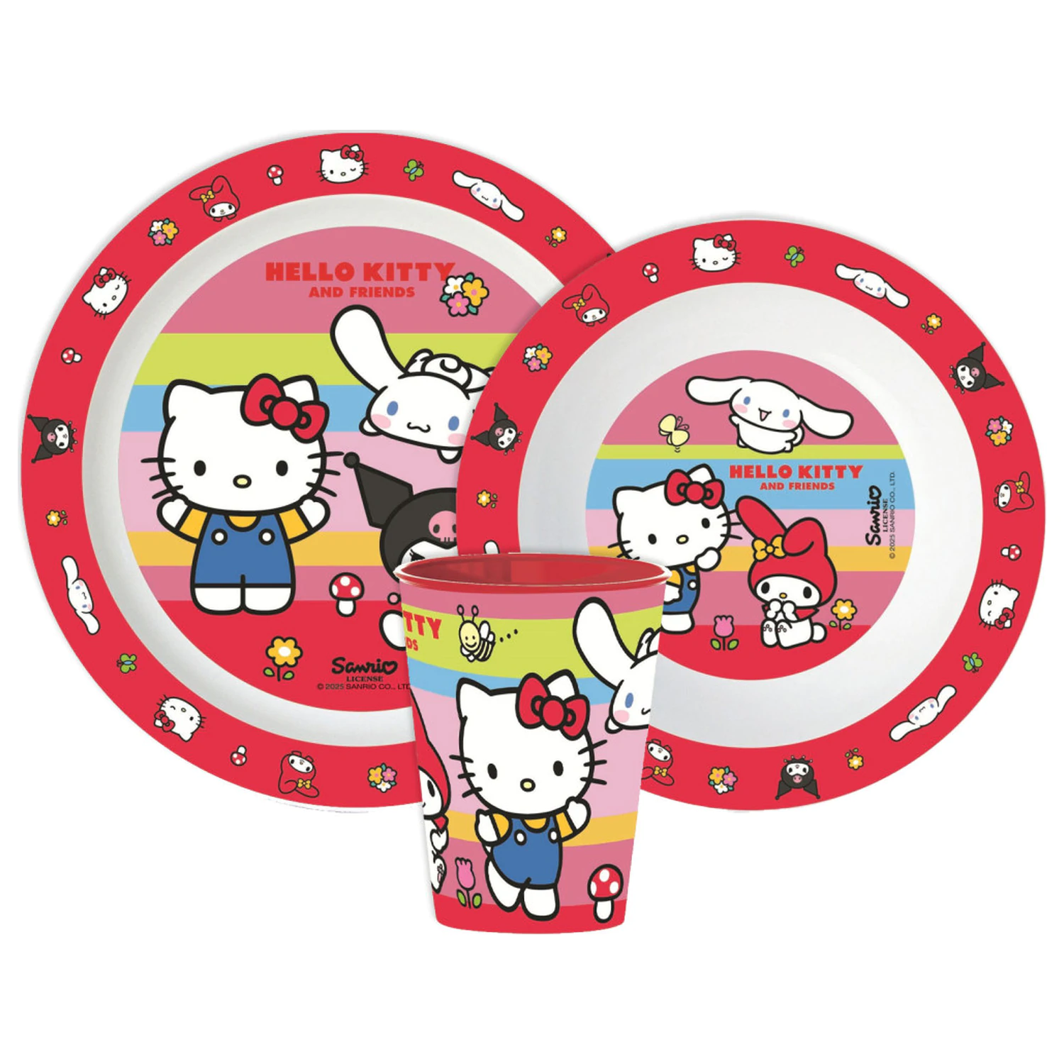 Hello Kitty And Friends zestaw naczyń, mikro zestaw plastikowy, z kubkiem 260 ml zdjęcie produktu