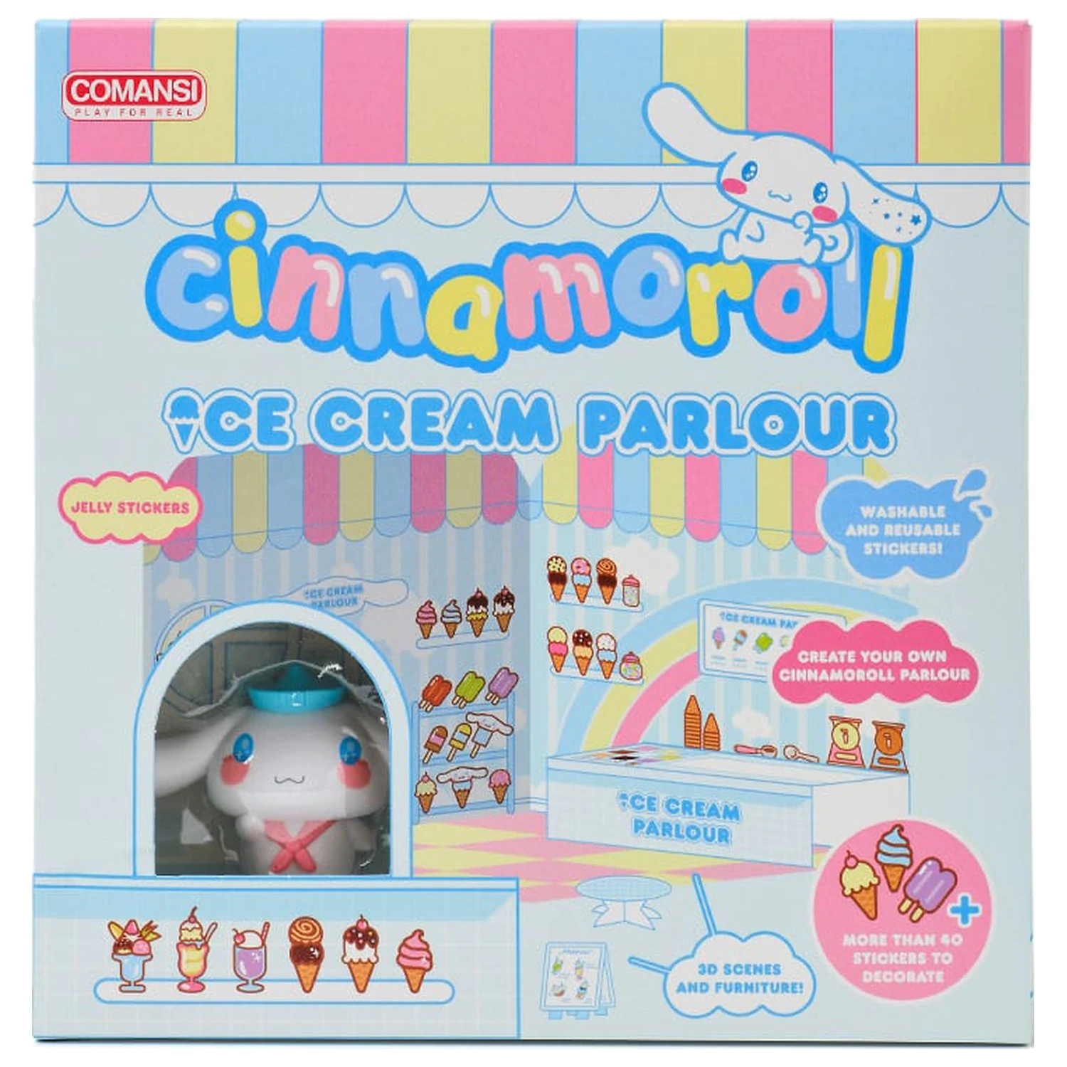 Hello Kitty and Friends Mini figurka Naklejka Domek Cinnamoroll Ice Cream Parlour zdjęcie produktu