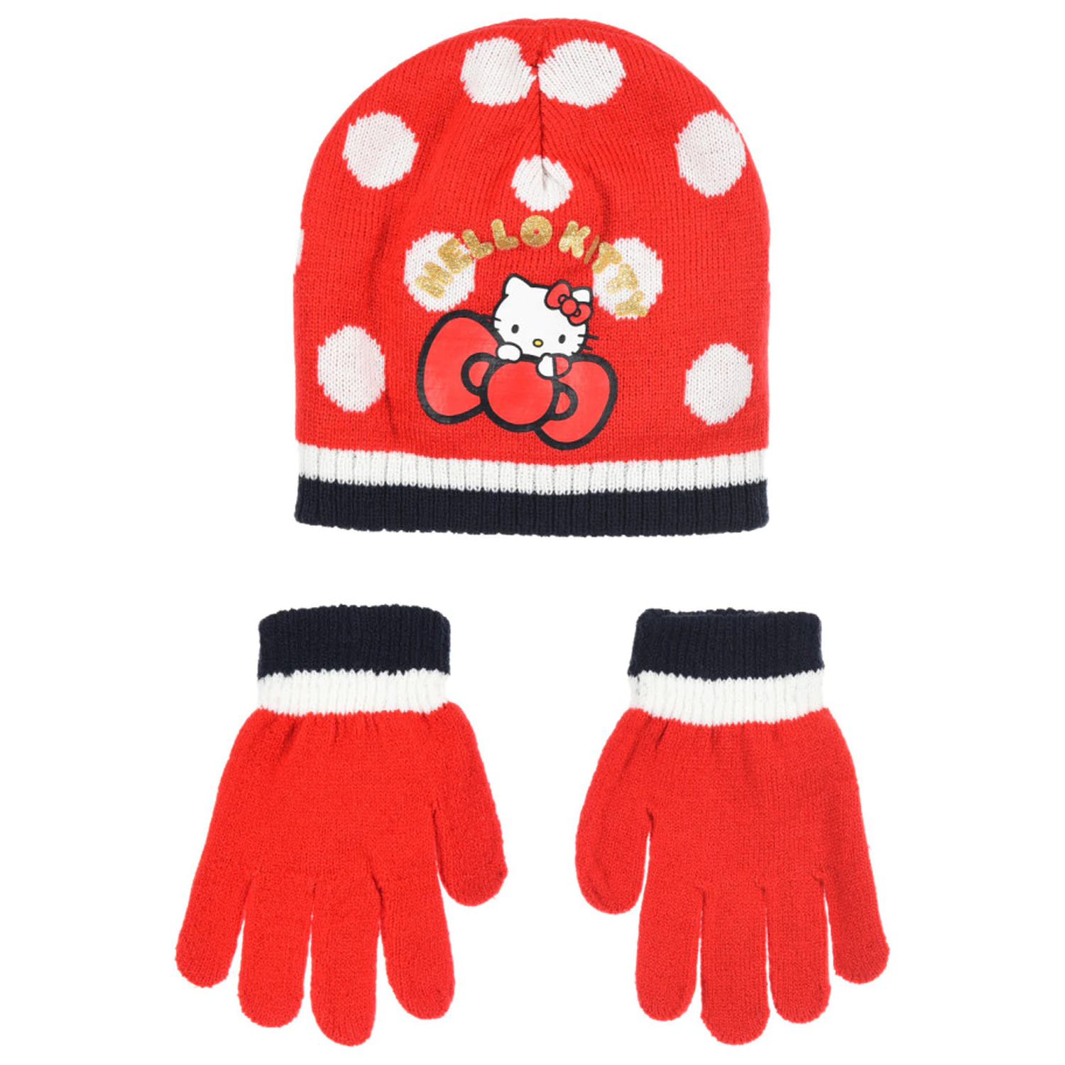 Hello Kitty Cute Dots Red zestaw czapka i rękawiczki dla dzieci 54 cm zdjęcie produktu