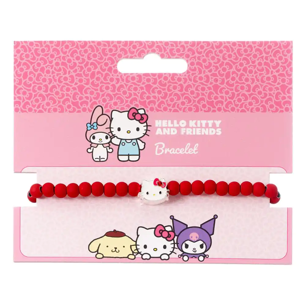 Hello Kitty Bransoletka czerwone koraliki z zawieszką Hello Kitty 21 cm zdjęcie produktu