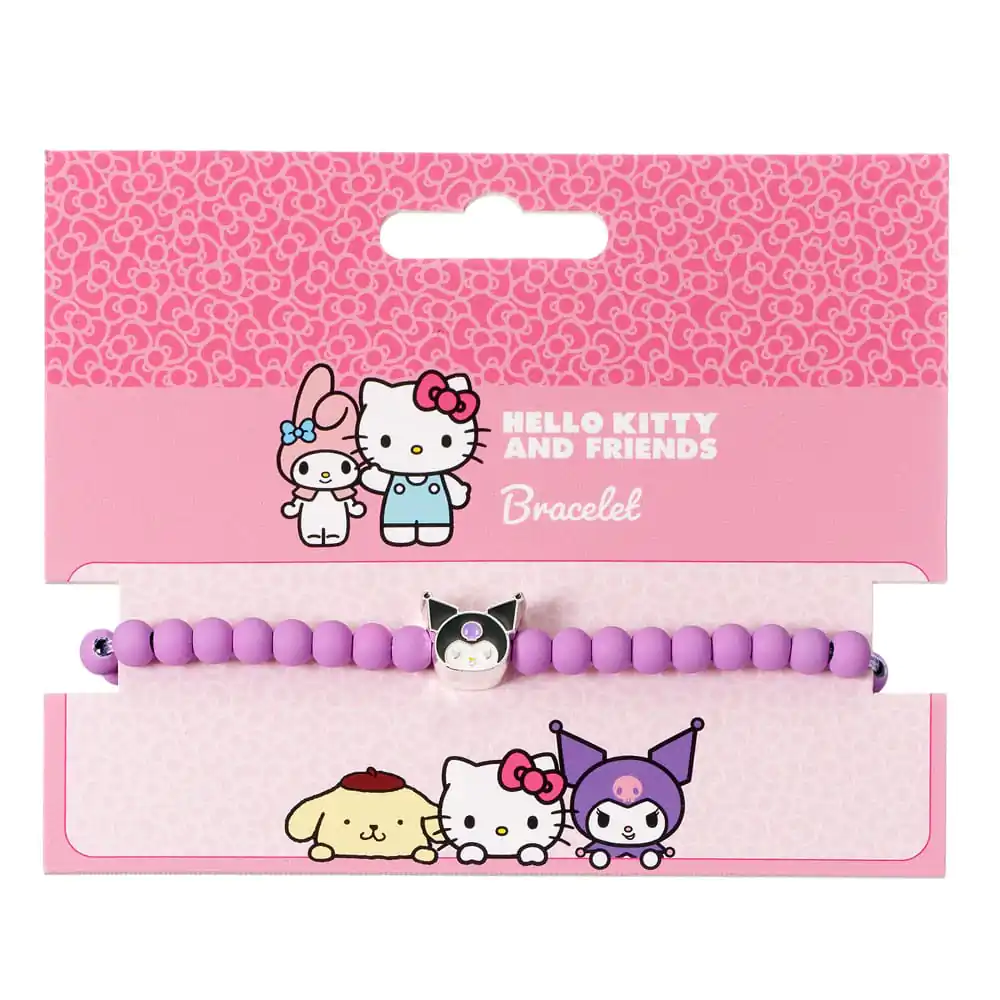 Hello Kitty Bransoletka fioletowe koraliki z zawieszką Kuromi 21 cm zdjęcie produktu