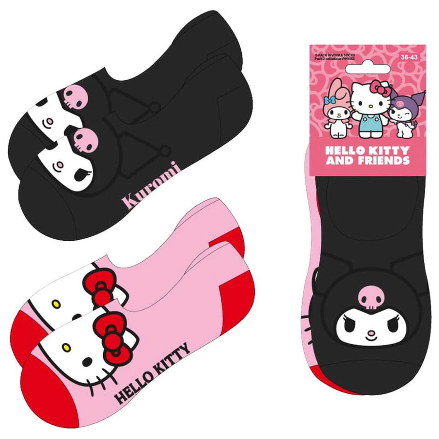 Hello Kitty Kuromi zestaw dla dorosłych 2 pary skarpetek zdjęcie produktu