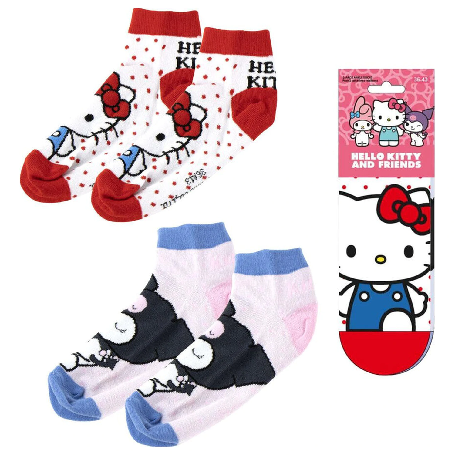 Hello Kitty Kuromi zestaw dla dorosłych 2 pary skarpetek zdjęcie produktu