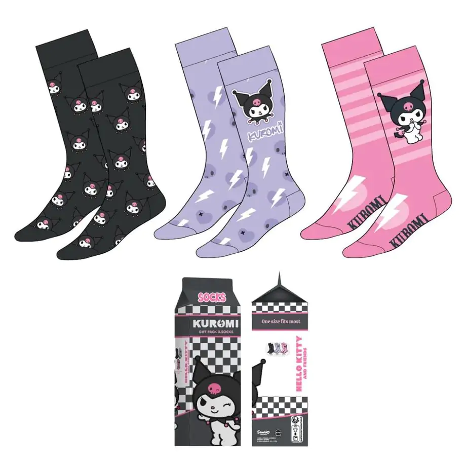 Hello Kitty Kuromi pack 3 pary skarpetek dla dorosłych zdjęcie produktu