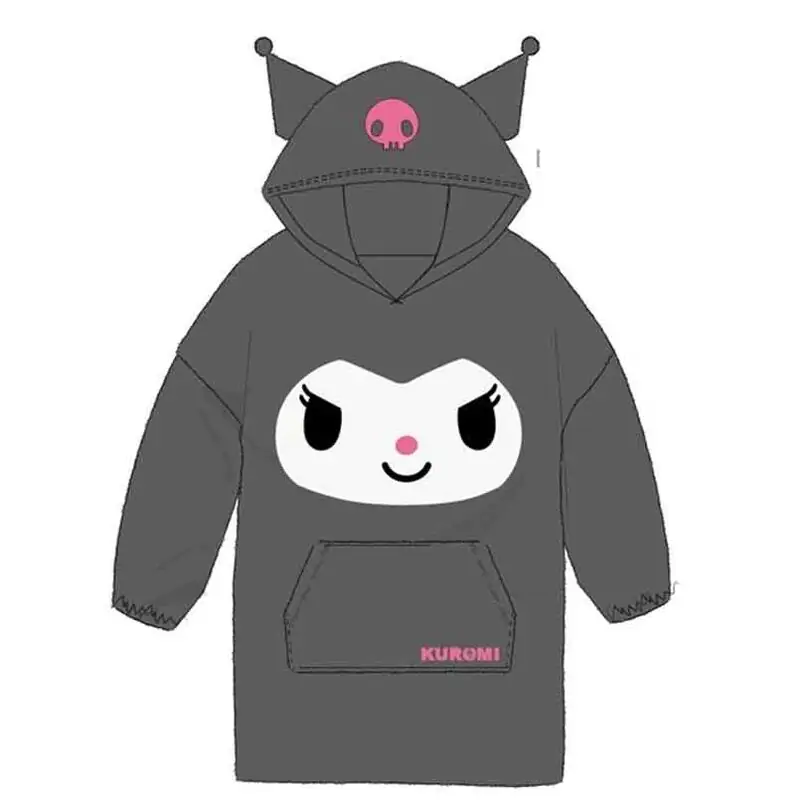 Bluza oversize z kapturem Hello Kitty Kuromi dla dorosłych w kolorze koralowym zdjęcie produktu