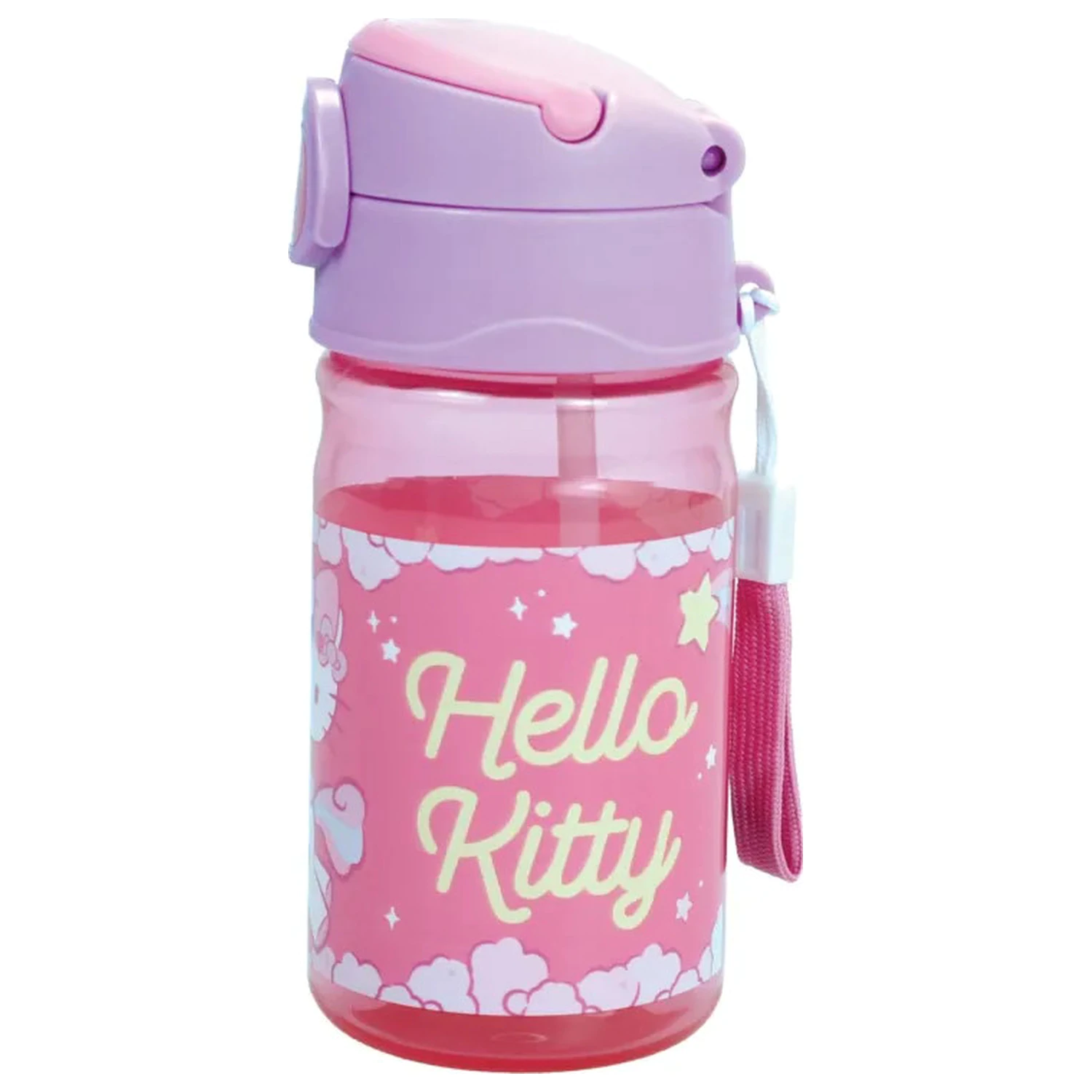 Hello Kitty Unicorn Plastikowa Butelka na napoje ze słomką i smyczą 350 ml zdjęcie produktu
