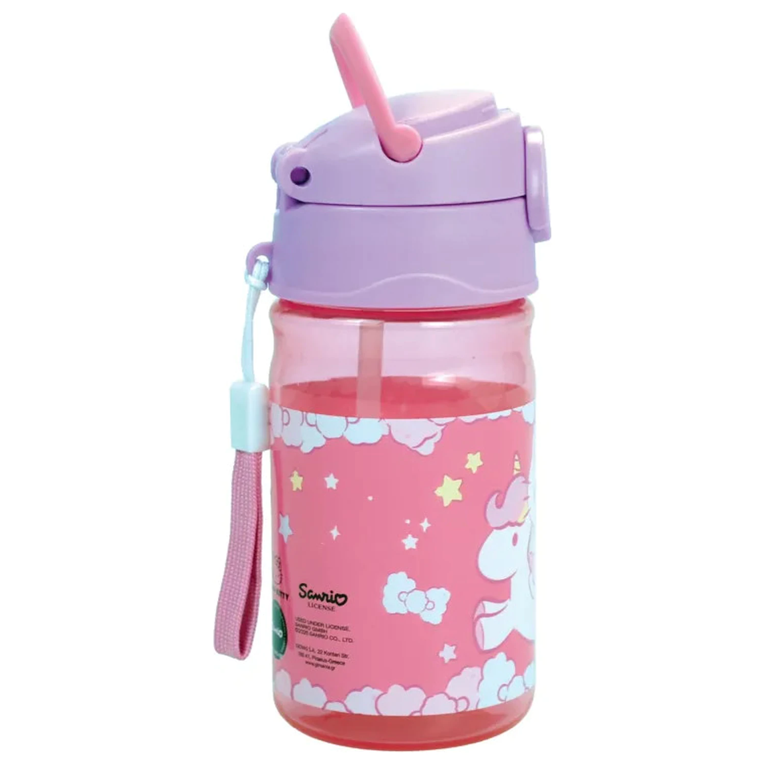 Hello Kitty Unicorn Plastikowa Butelka na napoje ze słomką i smyczą 350 ml zdjęcie produktu