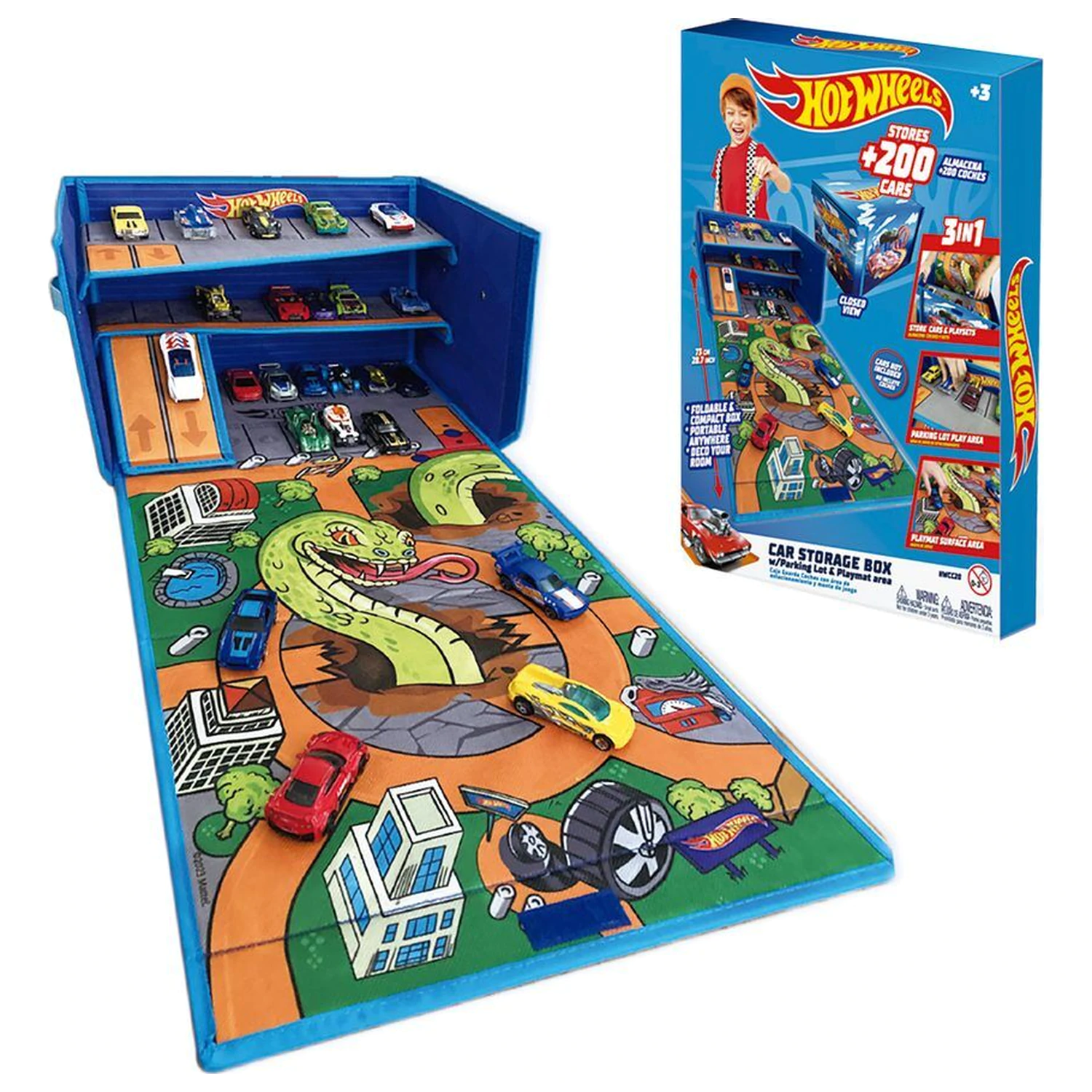 Hot Wheels Pudełko do przechowywania samochodzików z torem i obszarem do zabawy zdjęcie produktu