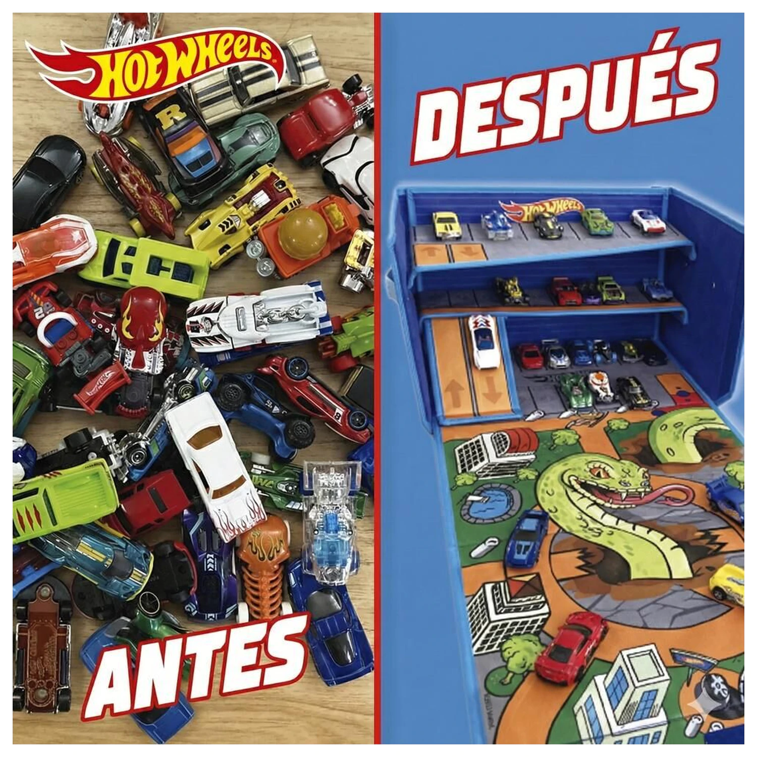 Hot Wheels Pudełko do przechowywania samochodzików z torem i obszarem do zabawy zdjęcie produktu