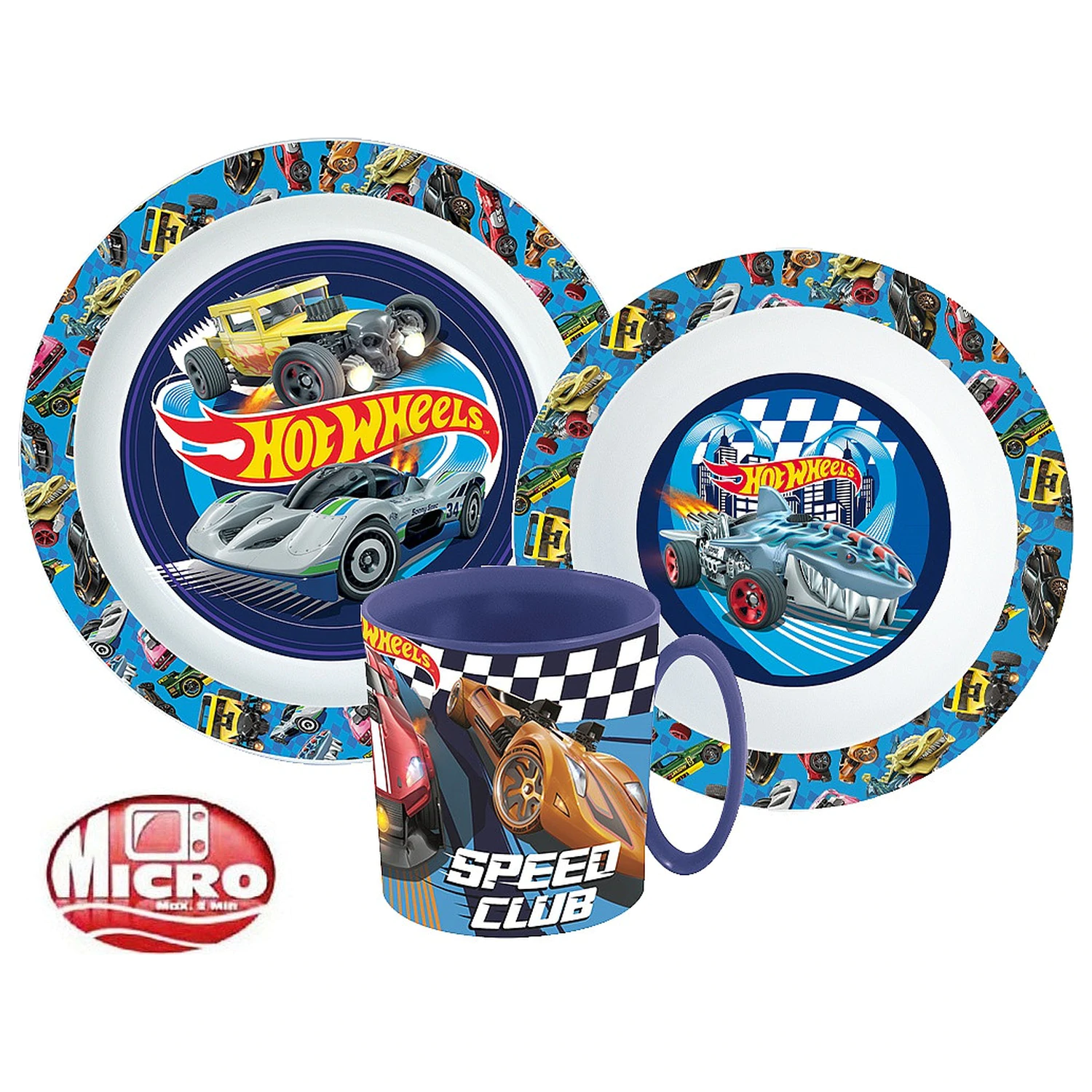 Hot Wheels Blue Fire zestaw obiadowy, micro plastikowy zestaw z kubkiem zdjęcie produktu