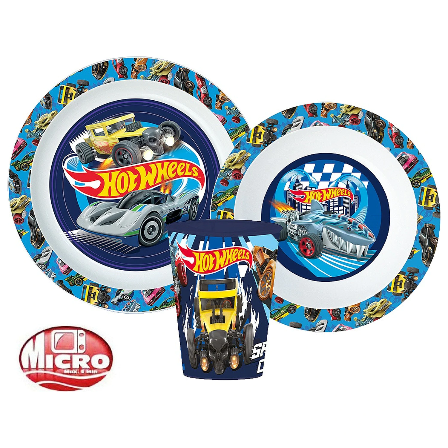 Hot Wheels Blue Fire zestaw naczyń, zestaw mikro plastikowy z kubkiem 260 ml zdjęcie produktu