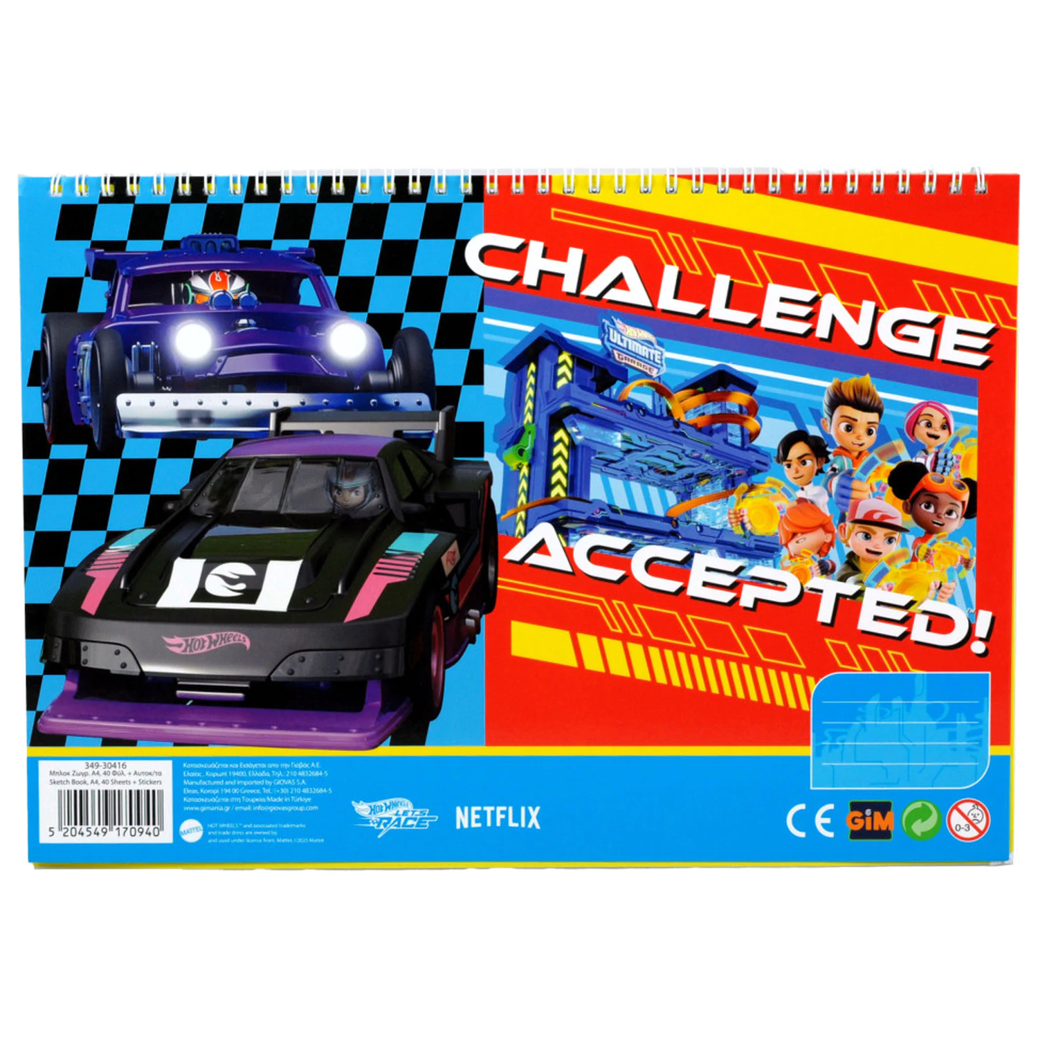 Hot Wheels Challenge A/4 Szkicownik spiralny, 40 kartek z naklejkami zdjęcie produktu