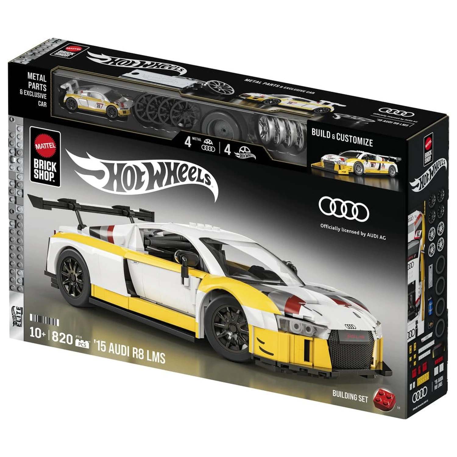 Hot Wheels Elite Mattel Brick Shop Zestaw Klocków Budowlanych 1/16 '15 Audi R8 LMS zdjęcie produktu