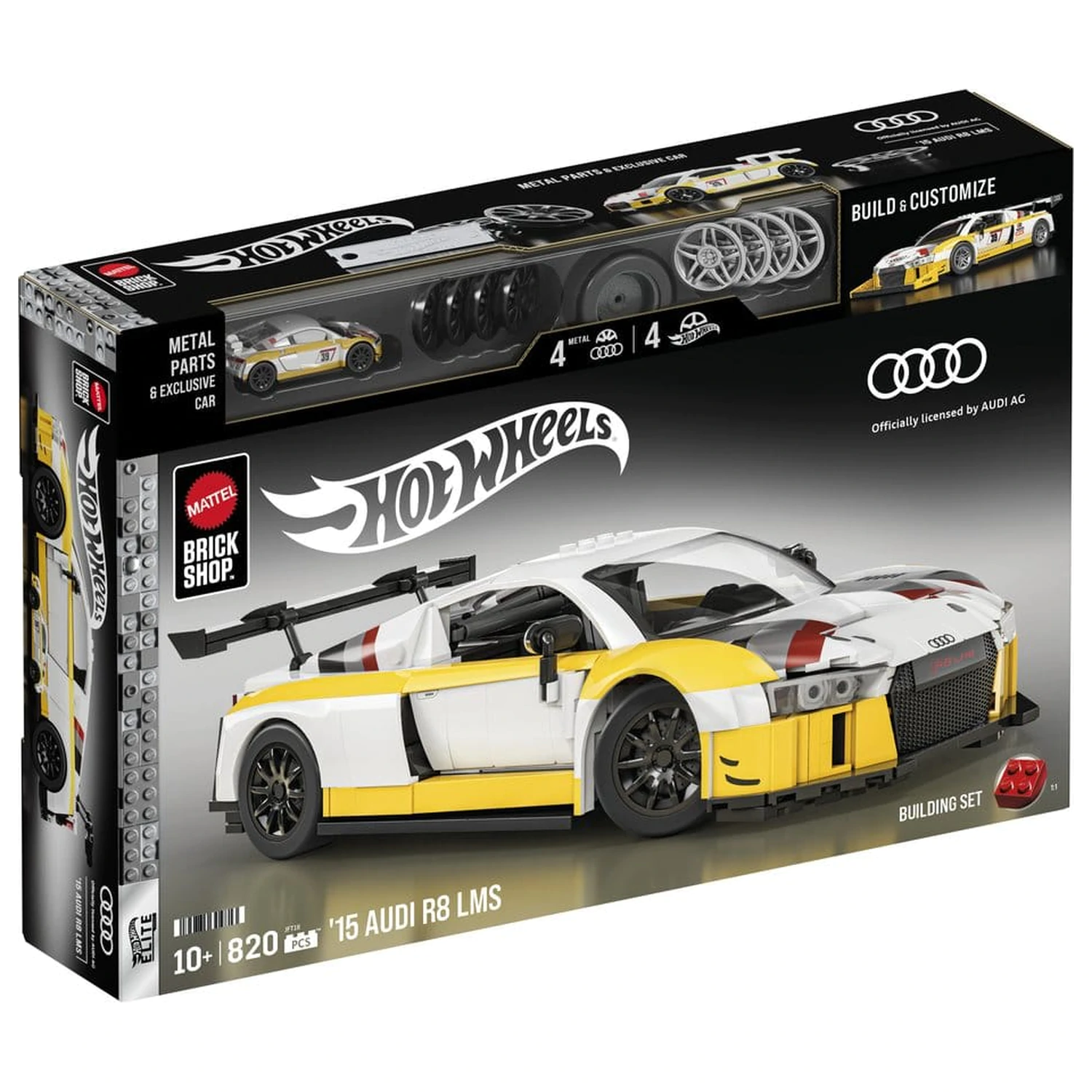 Hot Wheels Elite Mattel Brick Shop Zestaw Klocków Budowlanych 1/16 '15 Audi R8 LMS zdjęcie produktu