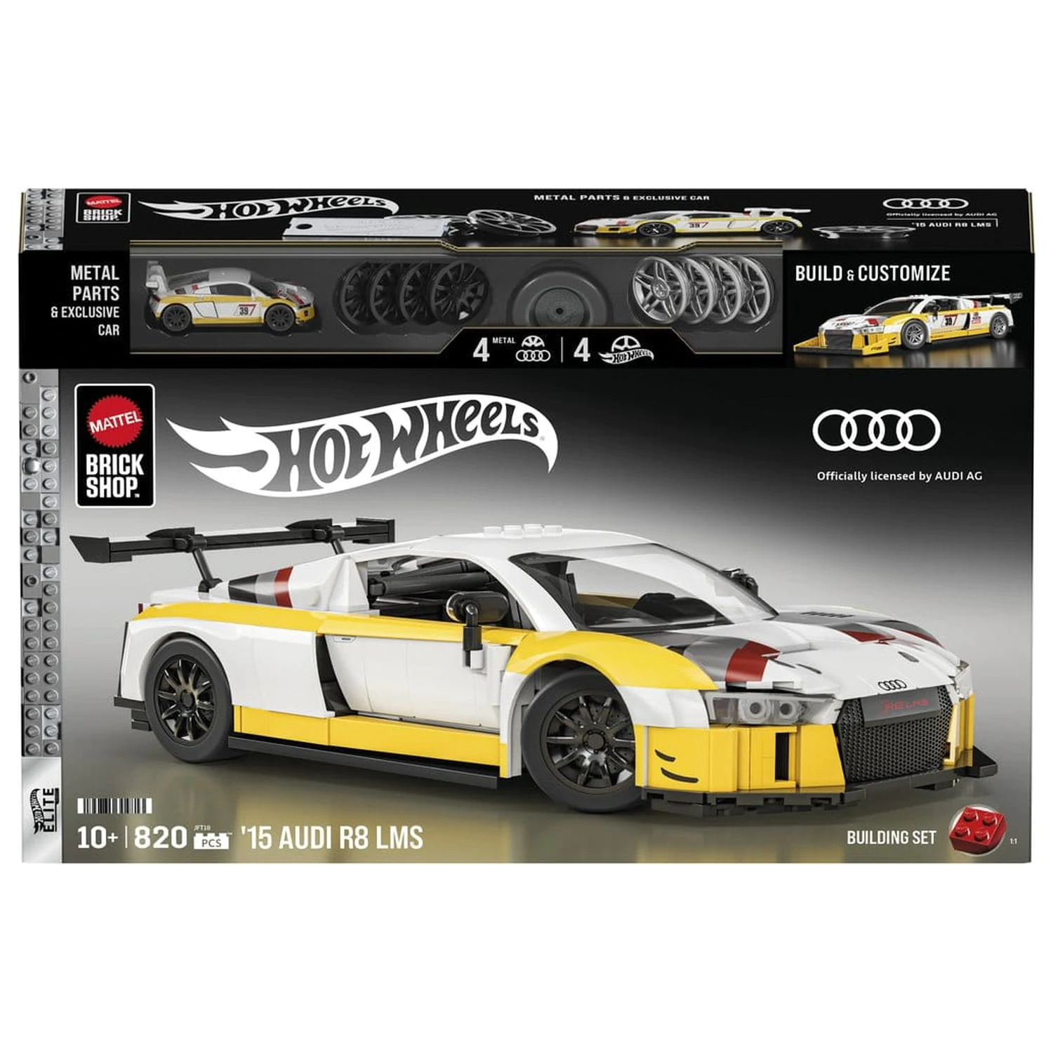 Hot Wheels Elite Mattel Brick Shop Zestaw Klocków Budowlanych 1/16 '15 Audi R8 LMS zdjęcie produktu
