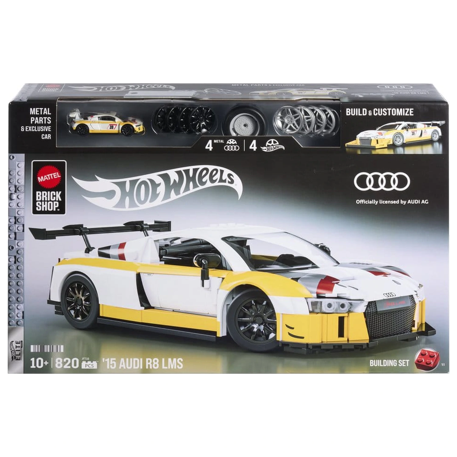 Hot Wheels Elite Mattel Brick Shop Zestaw Klocków Budowlanych 1/16 '15 Audi R8 LMS zdjęcie produktu