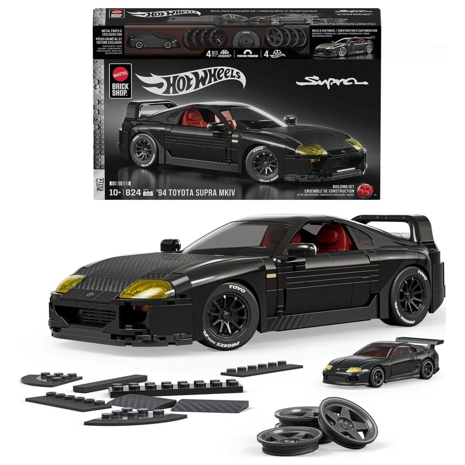 Hot Wheels Elite Mattel Brick Shop Zestaw Klocków Budowlanych 1/16 '94 Toyota Supra MKIV zdjęcie produktu