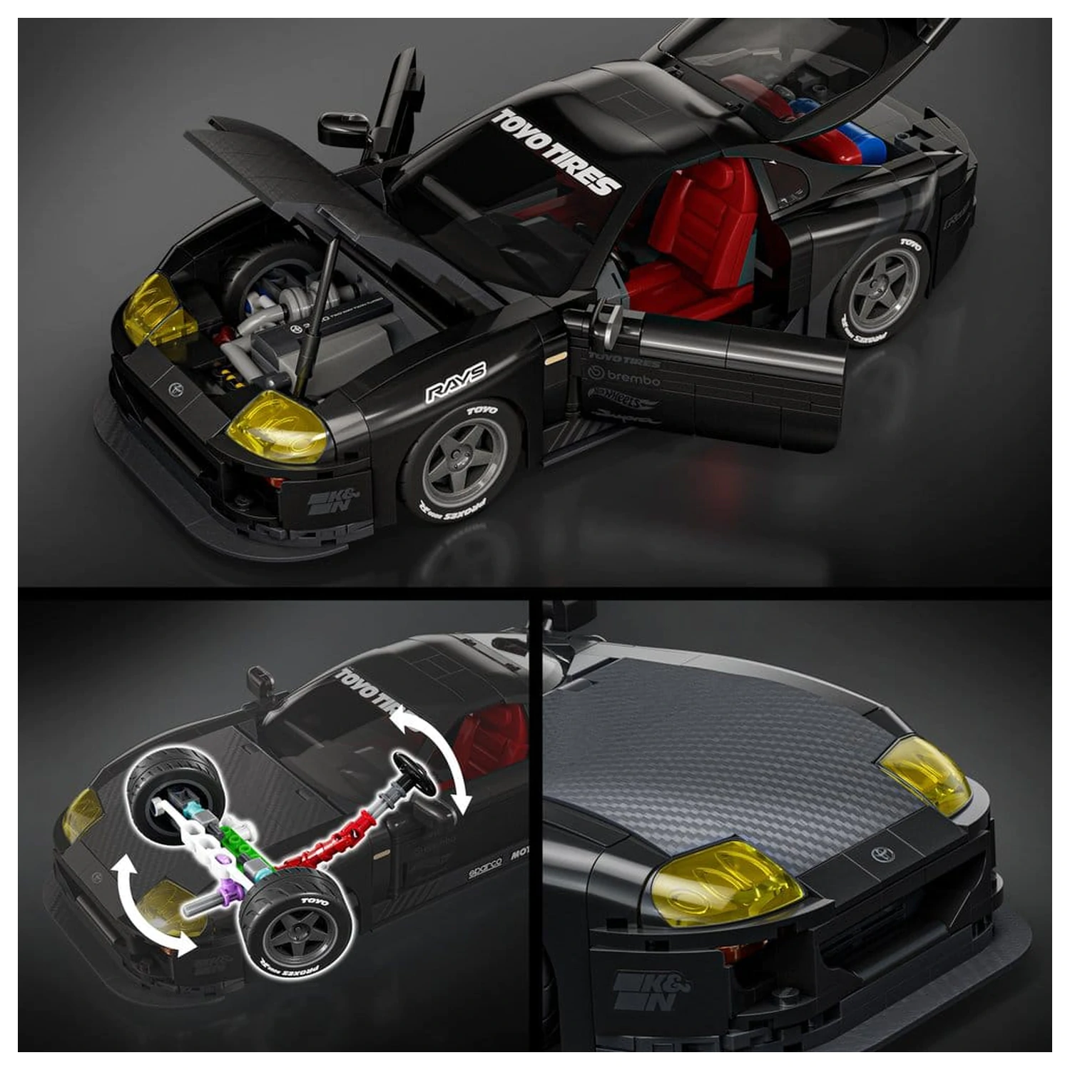 Hot Wheels Elite Mattel Brick Shop Zestaw Klocków Budowlanych 1/16 '94 Toyota Supra MKIV zdjęcie produktu
