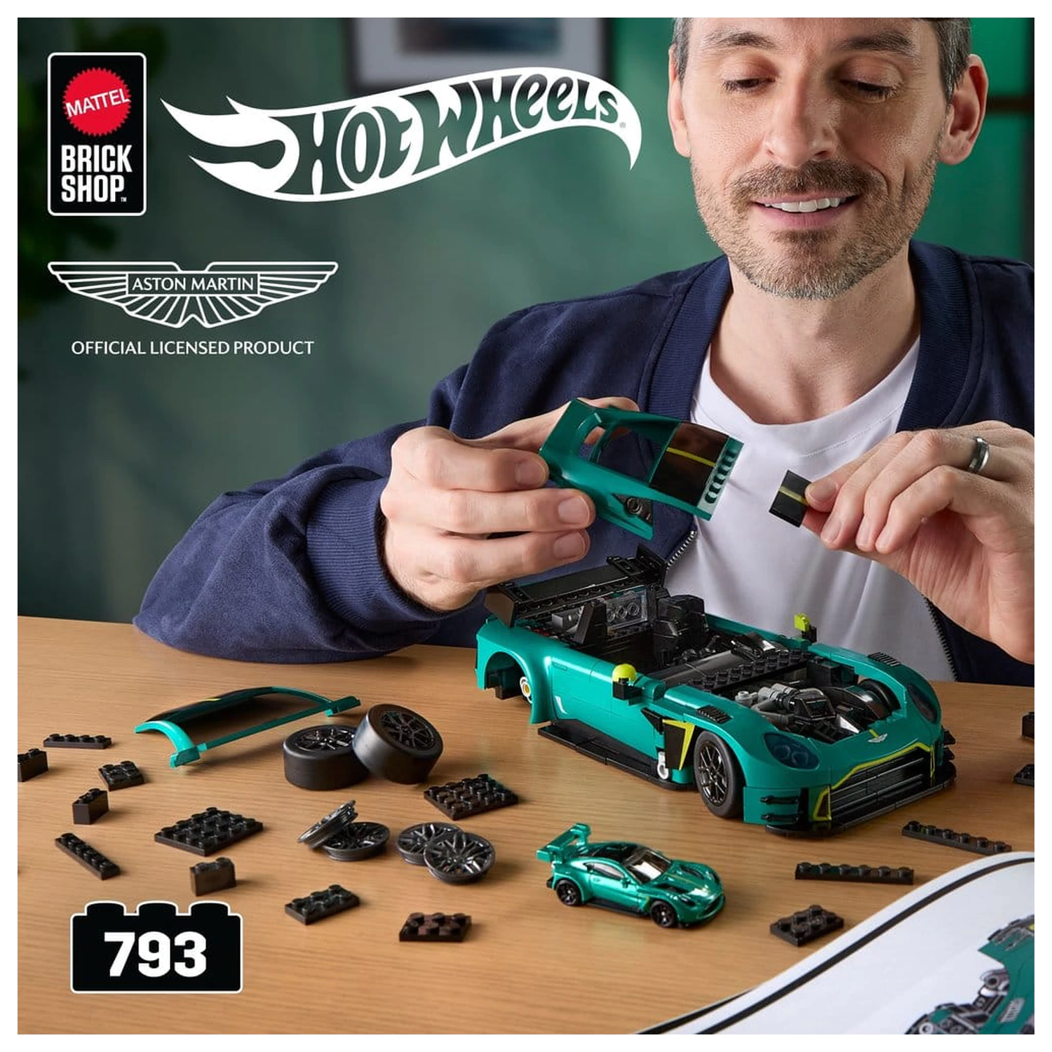 Hot Wheels Elite Mattel Brick Shop Zestaw Klocków Budowlanych 1/16 '24 Aston Martin Vantage GT3 zdjęcie produktu