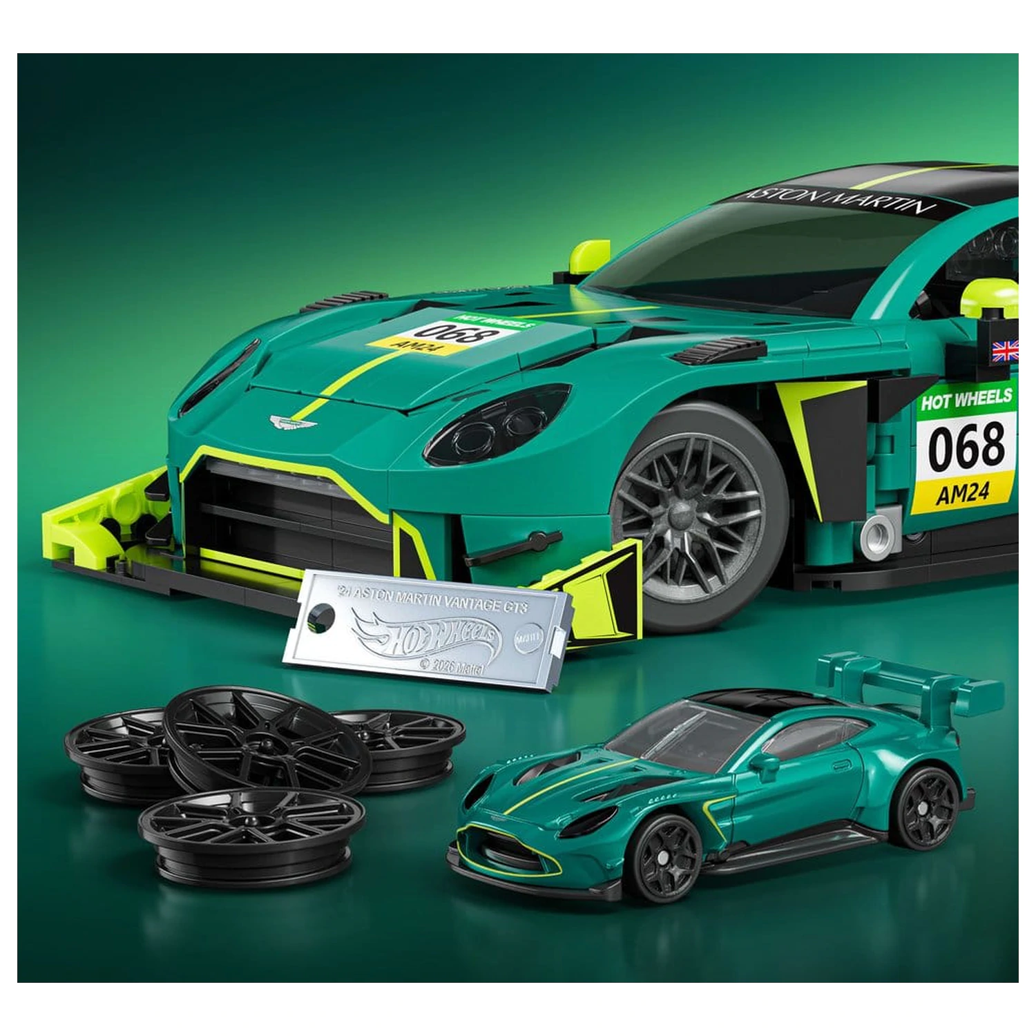 Hot Wheels Elite Mattel Brick Shop Zestaw Klocków Budowlanych 1/16 '24 Aston Martin Vantage GT3 zdjęcie produktu