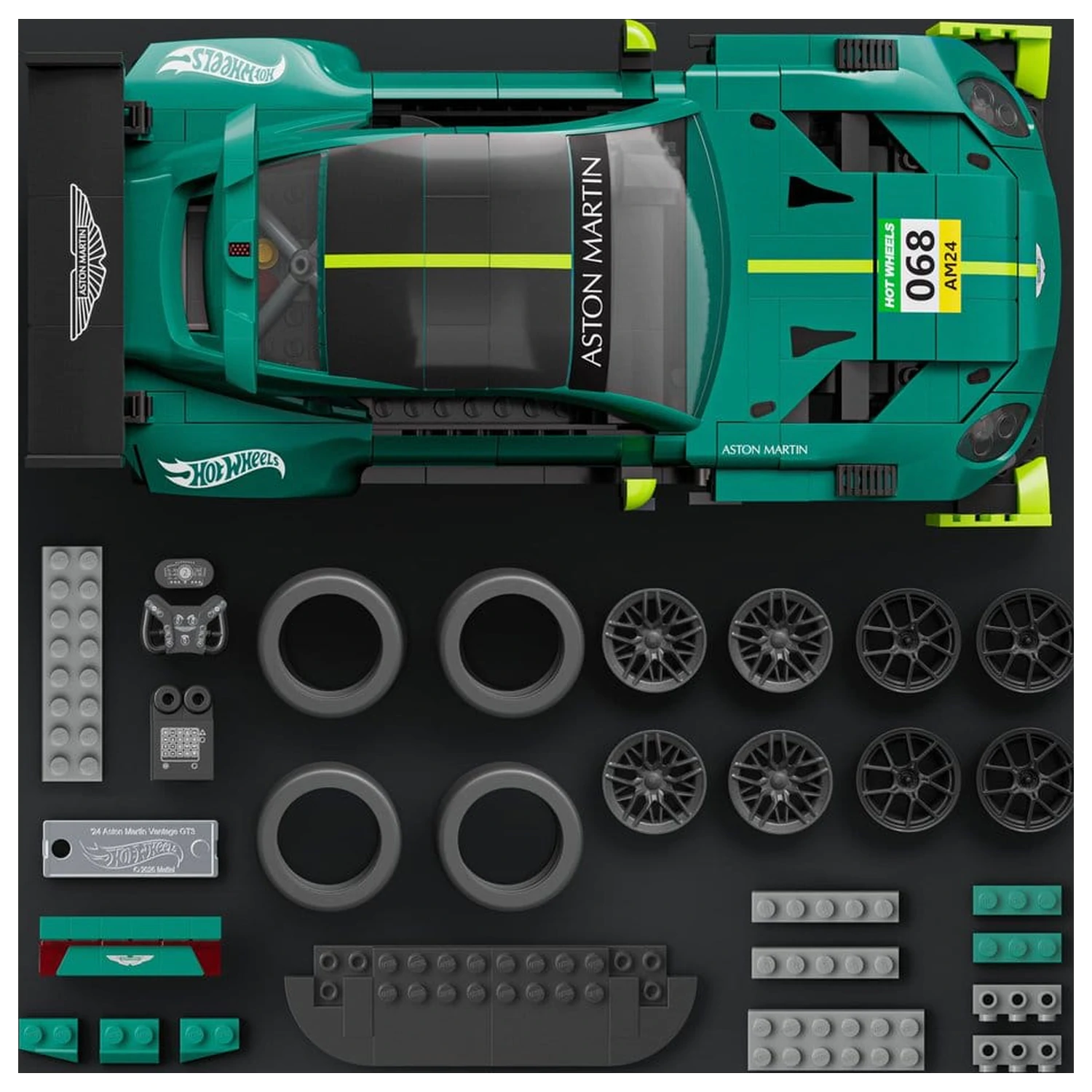 Hot Wheels Elite Mattel Brick Shop Zestaw Klocków Budowlanych 1/16 '24 Aston Martin Vantage GT3 zdjęcie produktu