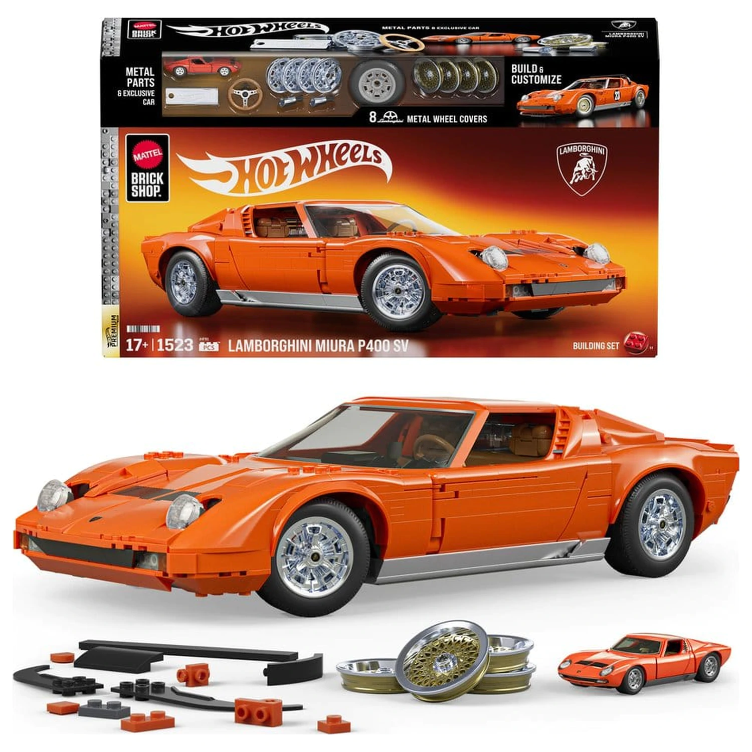 Hot Wheels Premium Mattel Brick Shop Zestaw Klocków Budowlanych 1/12 Lamborghini Miura P400 SV zdjęcie produktu
