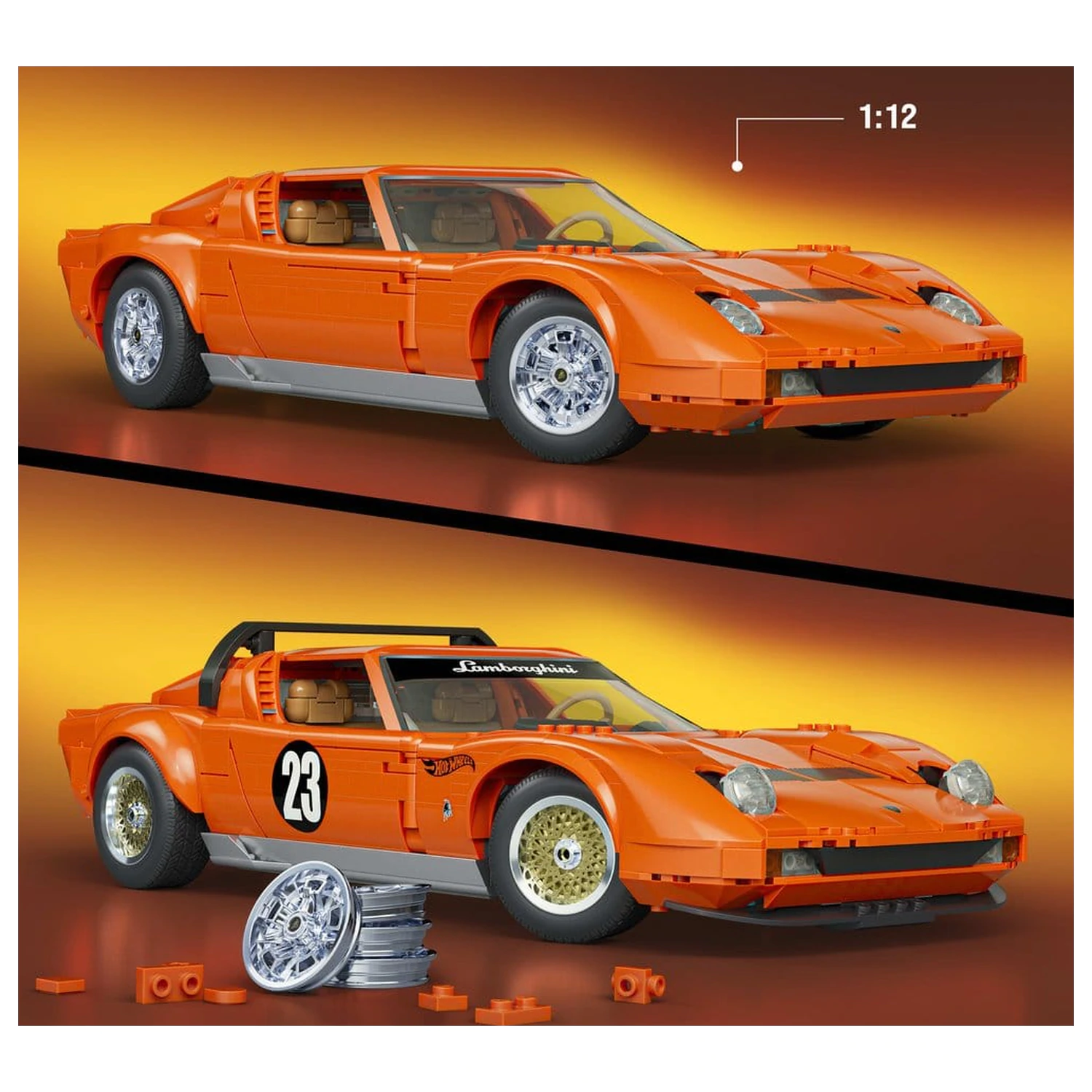Hot Wheels Premium Mattel Brick Shop Zestaw Klocków Budowlanych 1/12 Lamborghini Miura P400 SV zdjęcie produktu