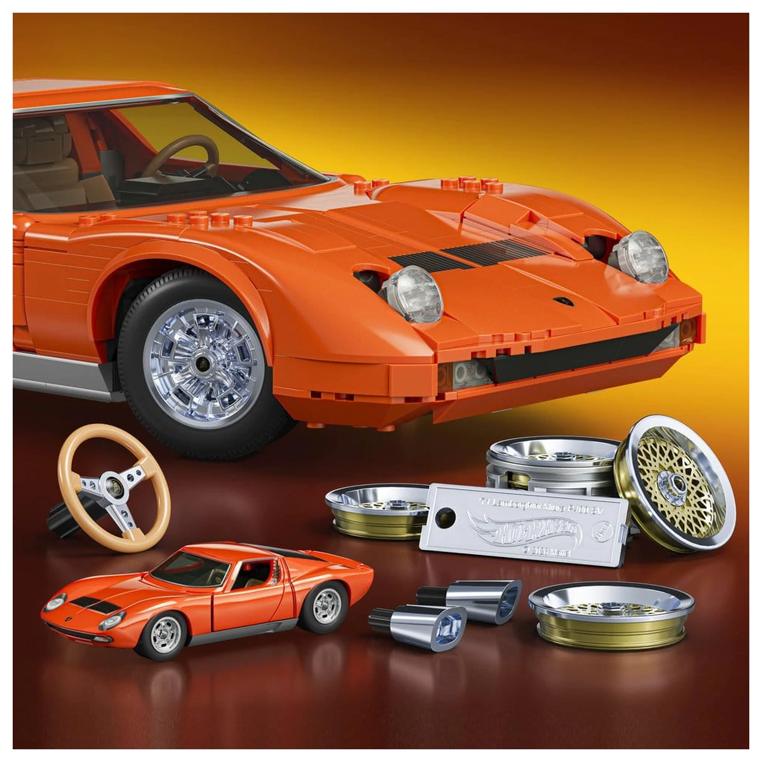 Hot Wheels Premium Mattel Brick Shop Zestaw Klocków Budowlanych 1/12 Lamborghini Miura P400 SV zdjęcie produktu