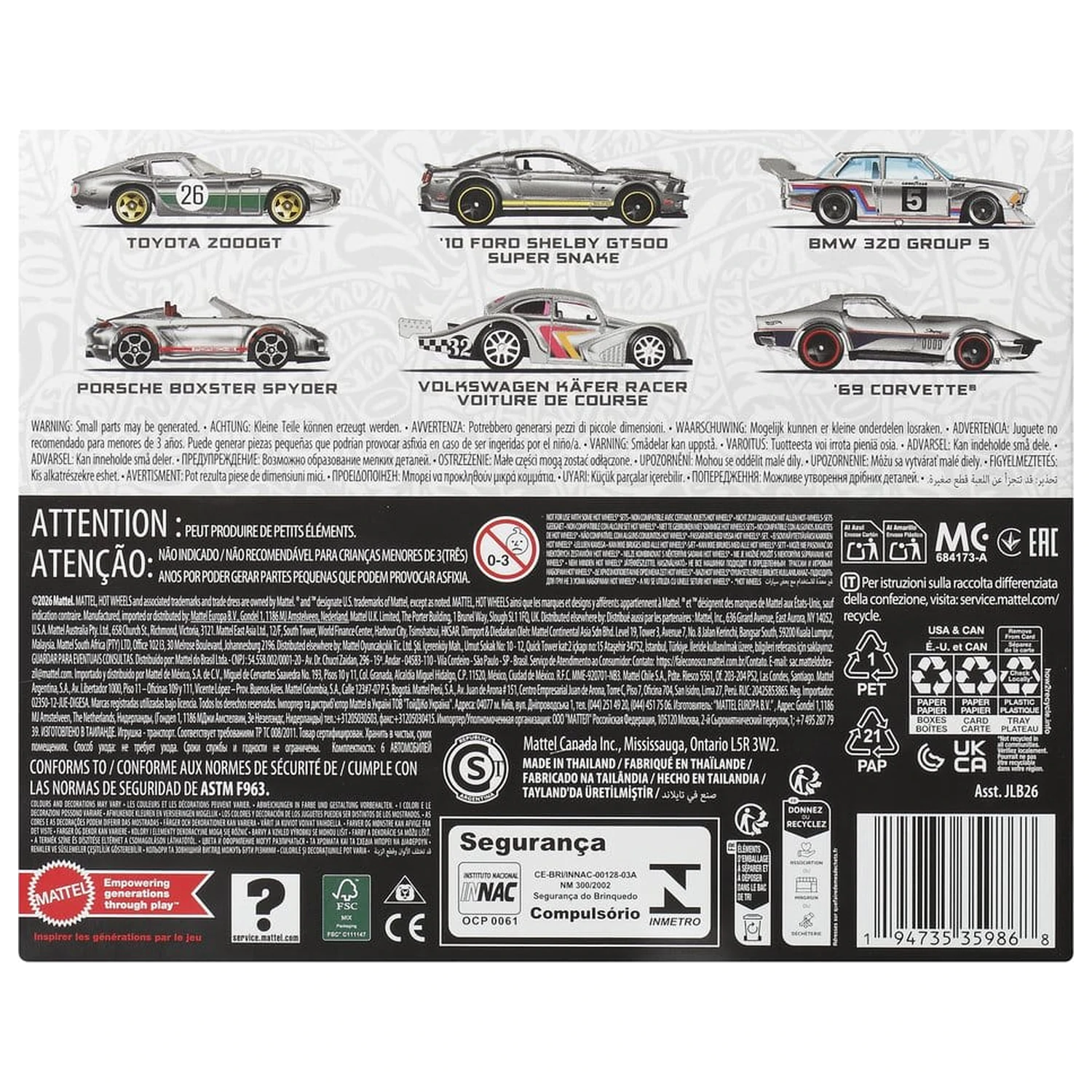 Hot Wheels Silver Series Metalowe Pojazdy 6-pak 1/64 ZAMAC zdjęcie produktu