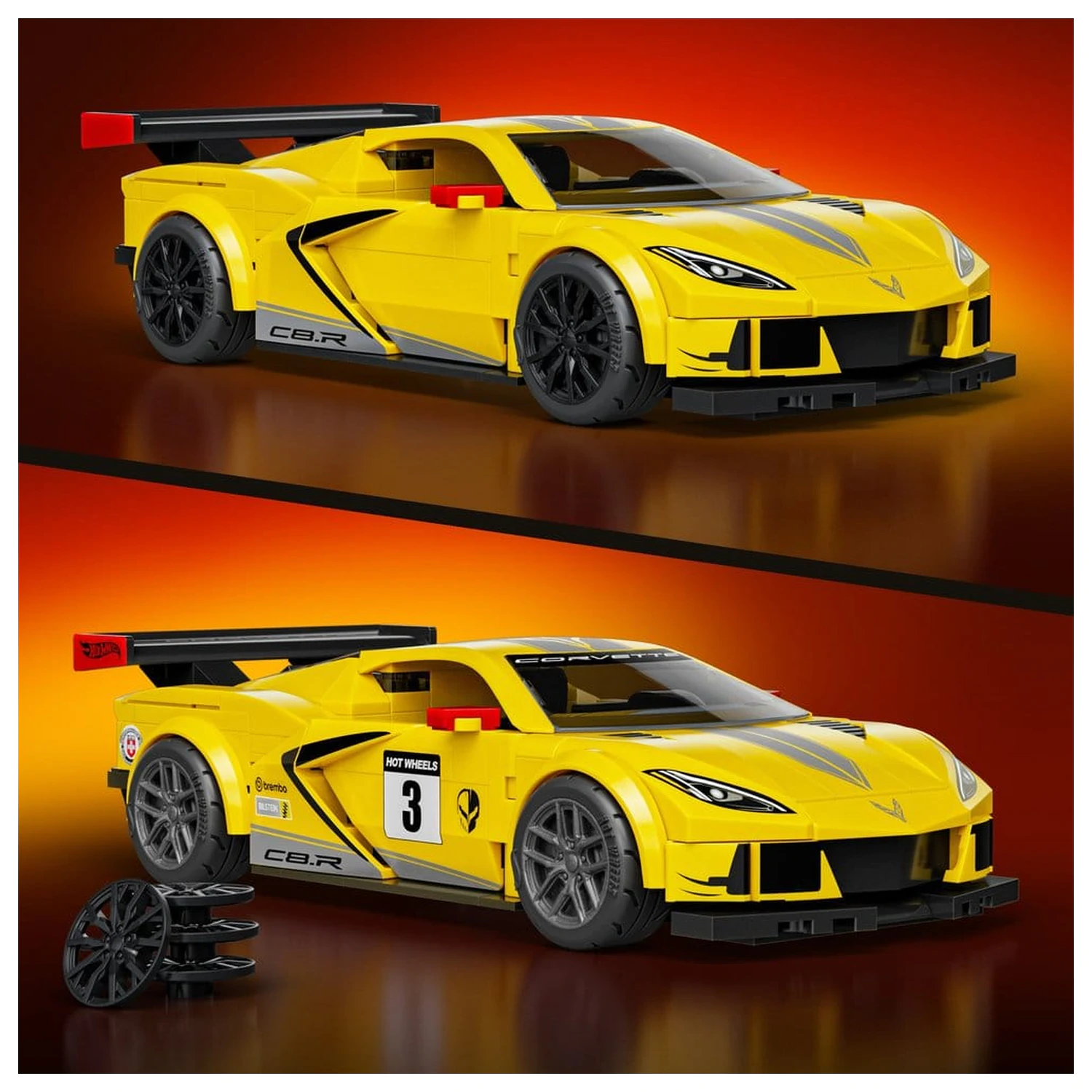 Hot Wheels Speed Mattel Brick Shop Zestaw Klocków Budowlanych 1/32 '20 Corvette C8.R zdjęcie produktu