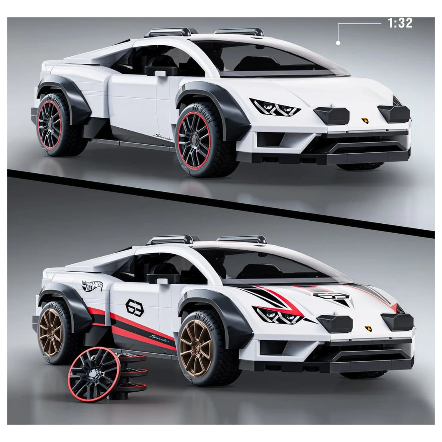 Hot Wheels Speed Mattel Brick Shop Zestaw Klocków Budowlanych 1/32 Lamborghini Huracán Sterrato zdjęcie produktu