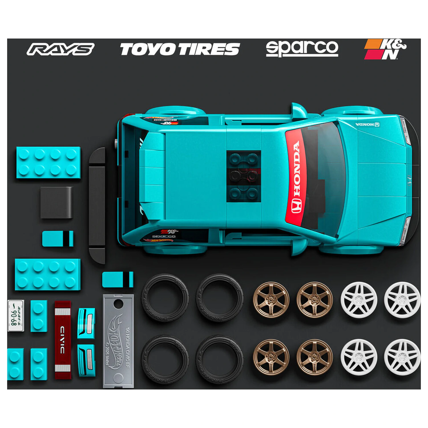 Hot Wheels Speed Series Mattel Brick Shop Zestaw Konstrukcyjny 1/32 Custom ’90 Honda Civic EF zdjęcie produktu