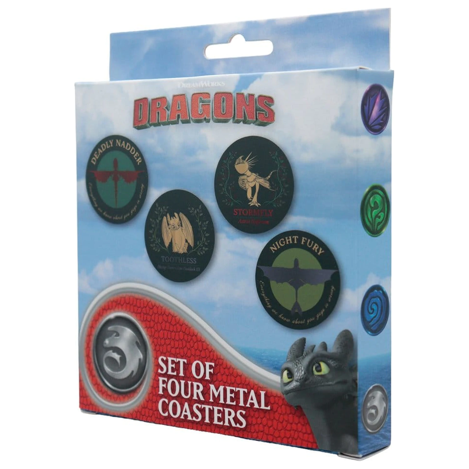 How to Train Your Dragon Coastery, 4-pak, metalowe, z nadrukiem smoka zdjęcie produktu