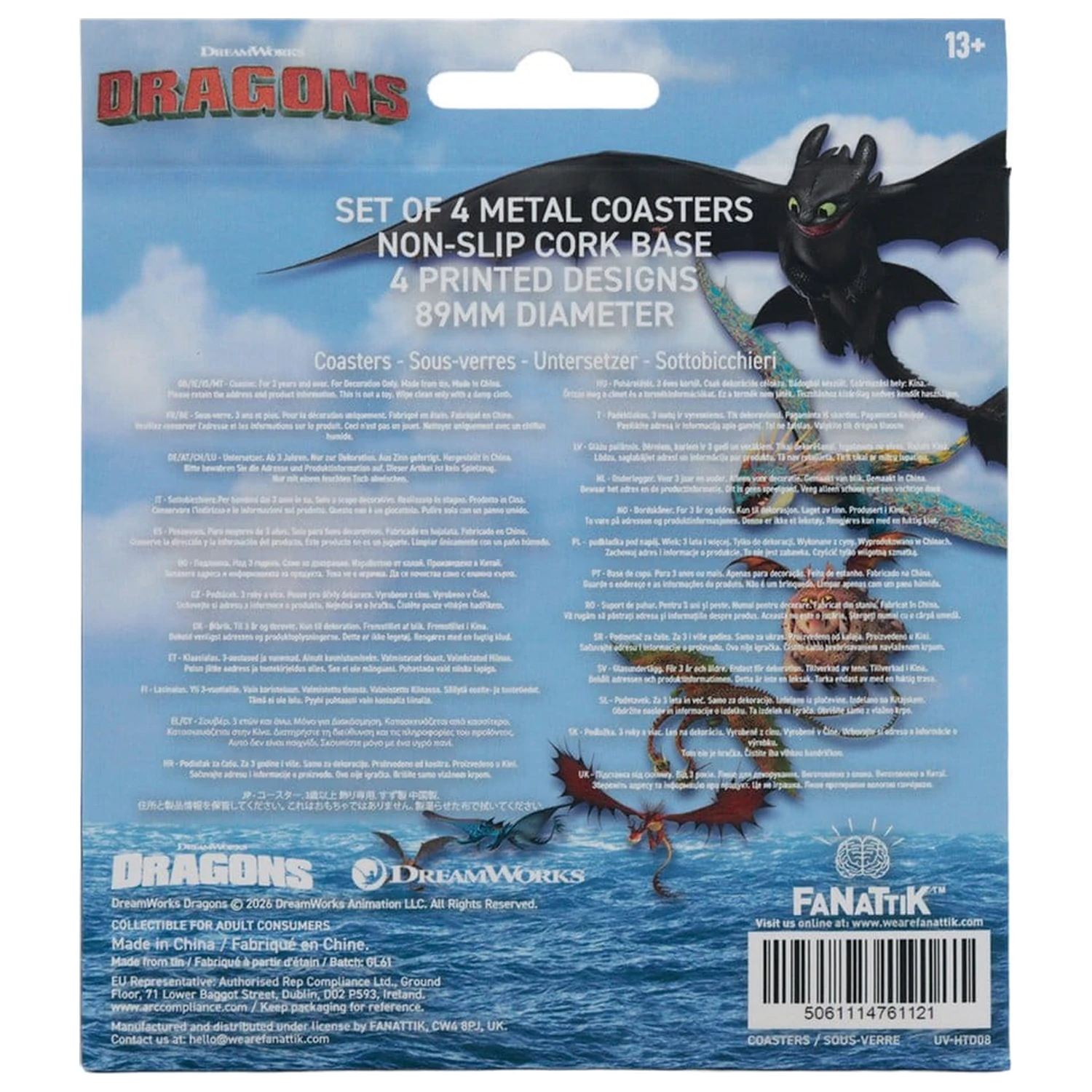 How to Train Your Dragon Coastery, 4-pak, metalowe, z nadrukiem smoka zdjęcie produktu
