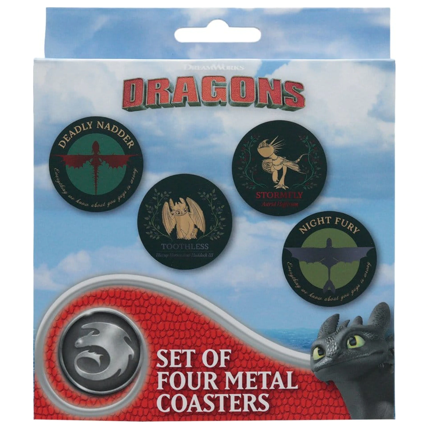 How to Train Your Dragon Coastery, 4-pak, metalowe, z nadrukiem smoka zdjęcie produktu