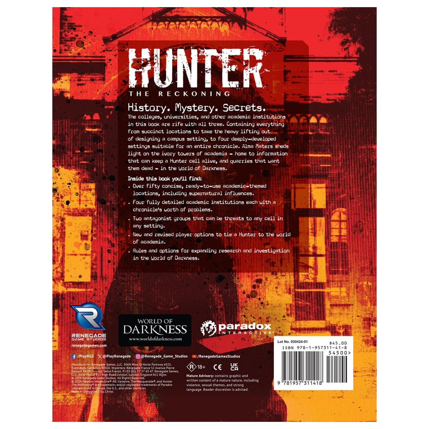 Hunter: The Reckoning 5th Edition książka RPG Alma Maters Sourcebook *Wersja angielska* zdjęcie produktu
