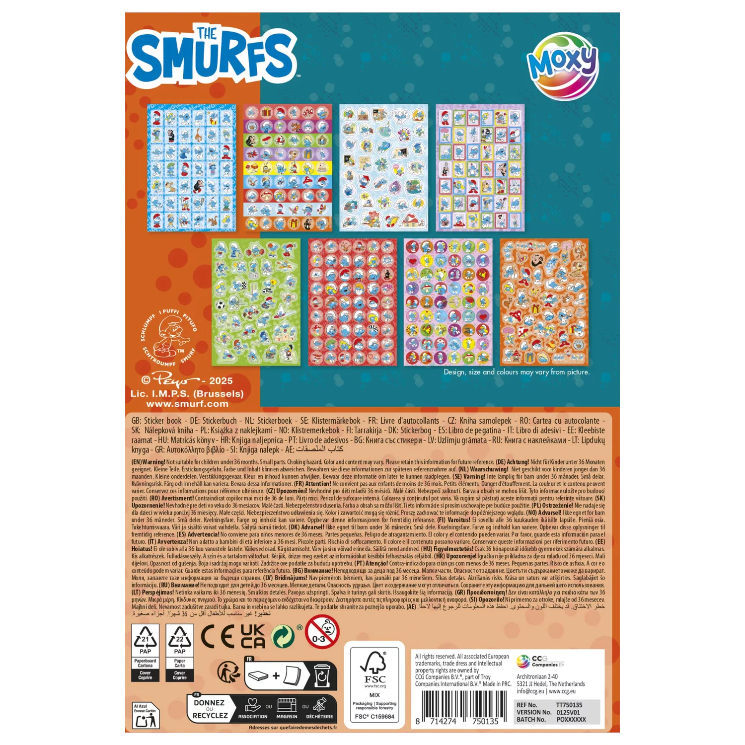 The Smurfs Happy Glitter Zestaw naklejek 8 arkuszy zdjęcie produktu