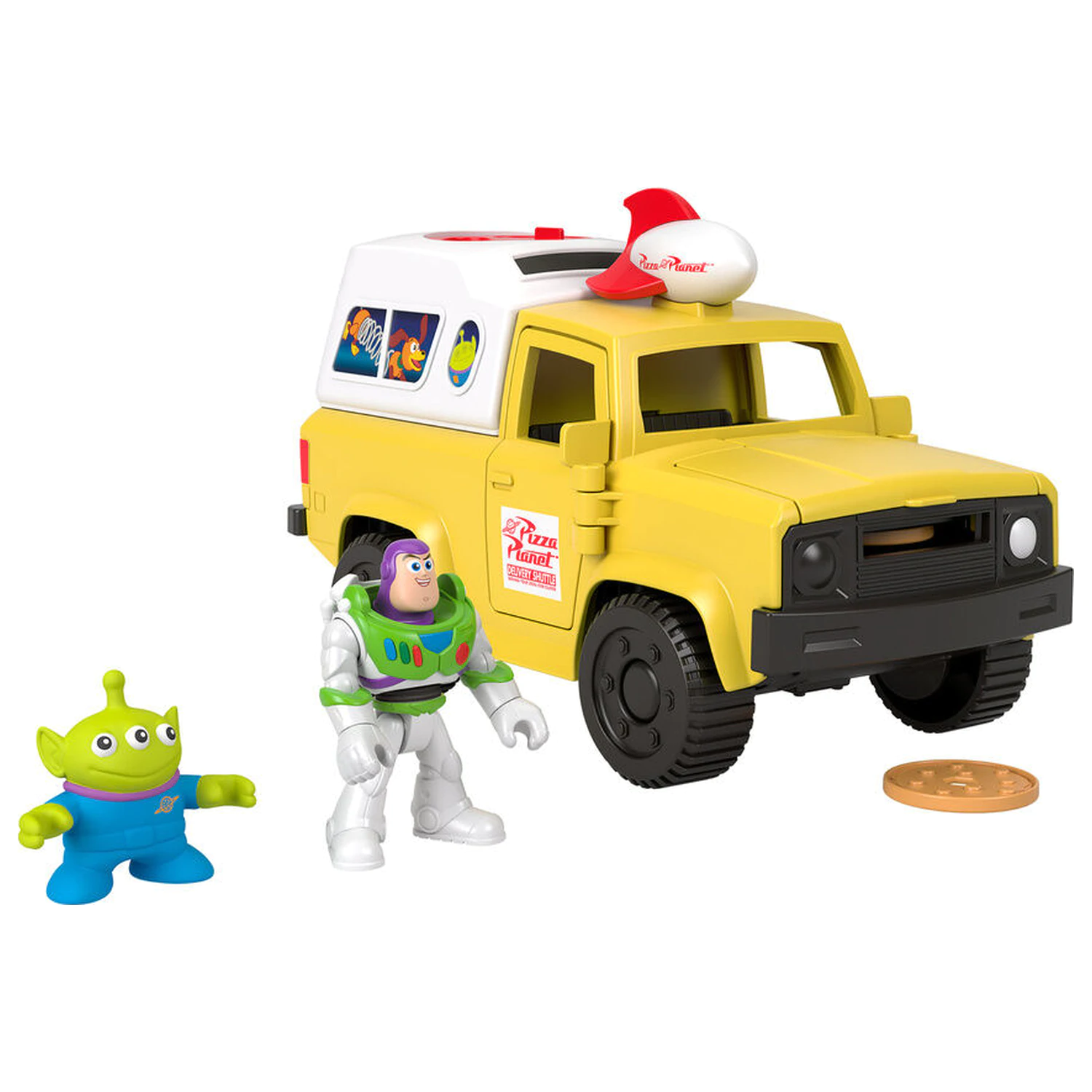 Imaginext Disney Pixar Toy Story ciężarówka Pizza Planet + figurki Buzz Lightyear i Alien zdjęcie produktu