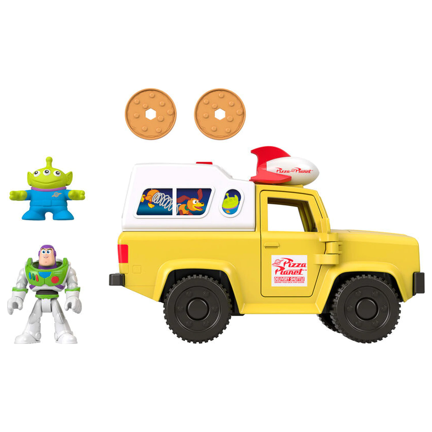 Imaginext Disney Pixar Toy Story ciężarówka Pizza Planet + figurki Buzz Lightyear i Alien zdjęcie produktu