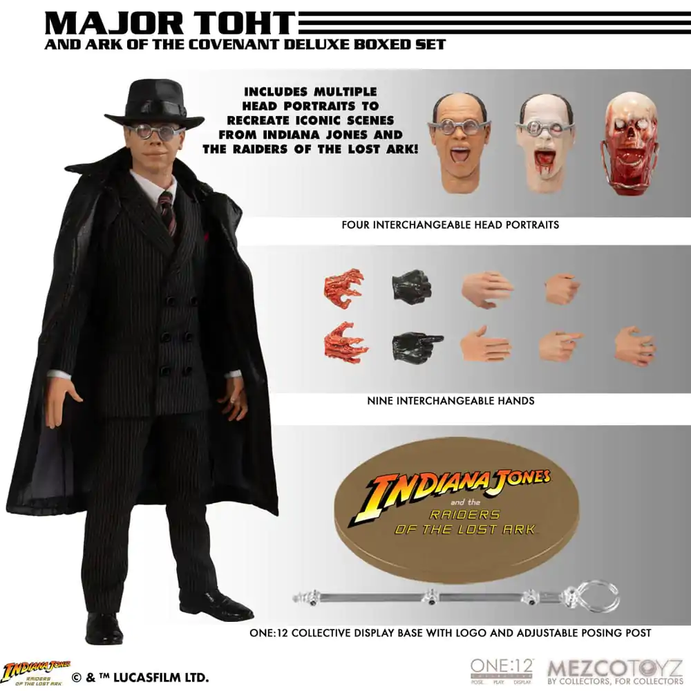 Indiana Jones Figurka Akcji 1/12 Major Toht i Arka Przymierza Deluxe Zestaw w Pudełku 16 cm zdjęcie produktu