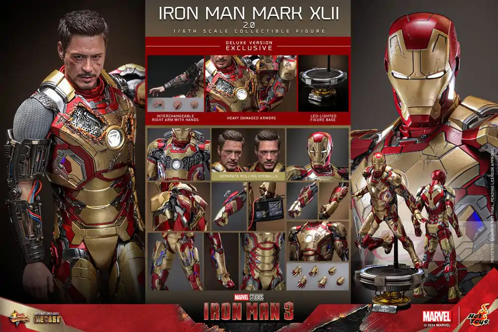 Iron Man 3 Movie Masterpiece Diecast Figurka Akcji 1/6 Iron Man Mark XLII (2.0) Deluxe 32 cm zdjęcie produktu