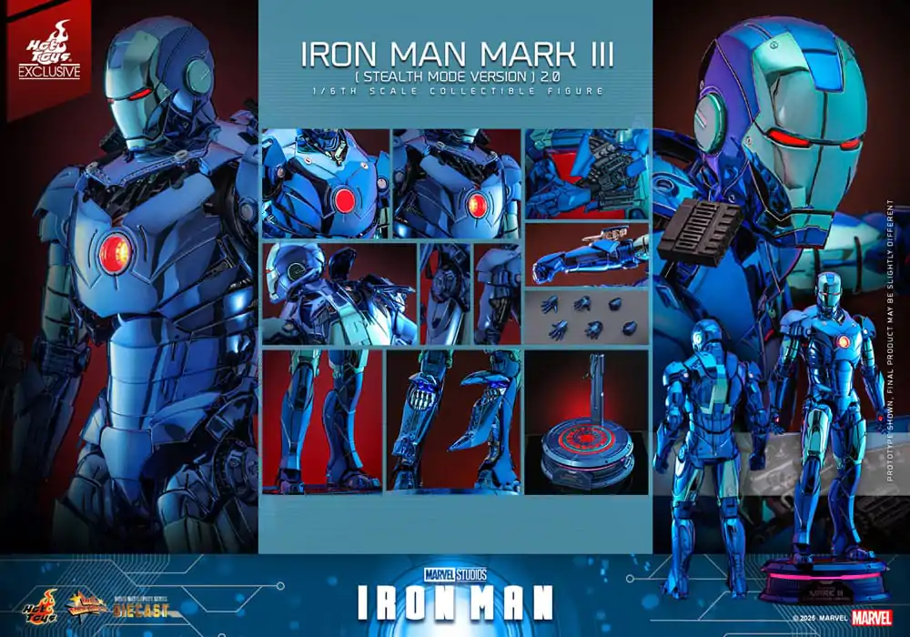 Iron Man Movie Masterpiece Diecast Figurka Akcji 1/6 Iron Man Mark III (Stealth Mode Ver.) 2.0 Hot Toys Exclusive 33 cm zdjęcie produktu