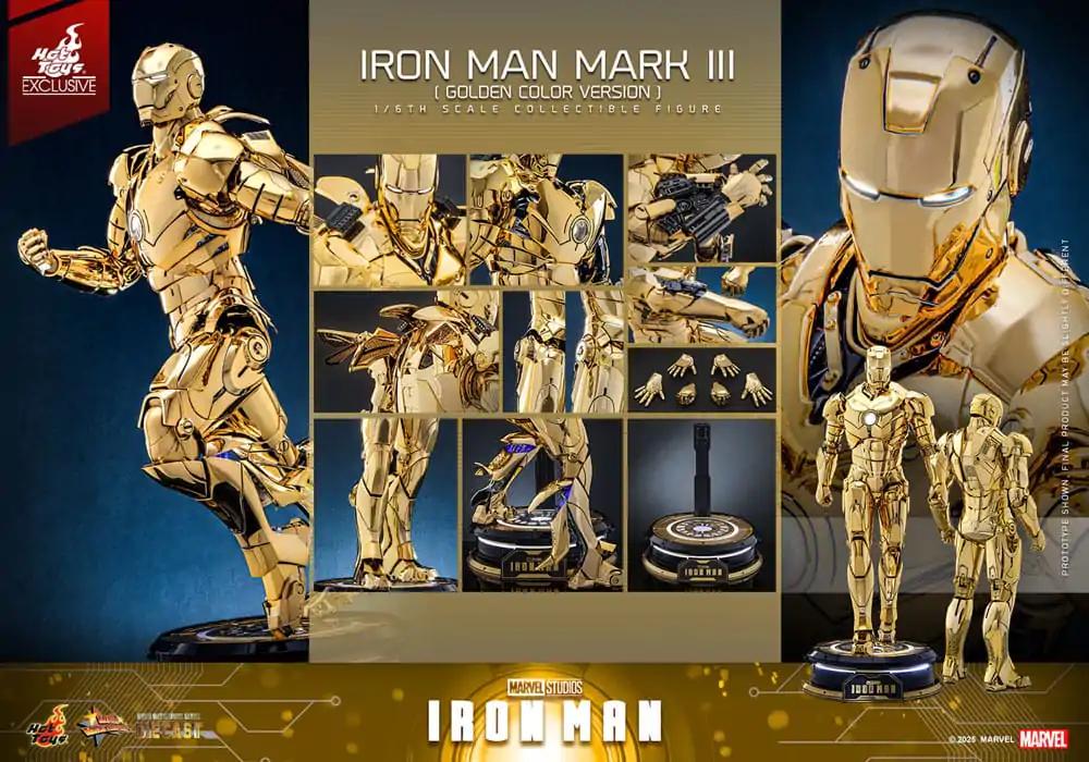 Iron Man Movie Masterpiece Diecast Figurka Akcji 1/6 Iron Man Mark III (Gold Color Version) Hot Toys Exclusive 33 cm zdjęcie produktu