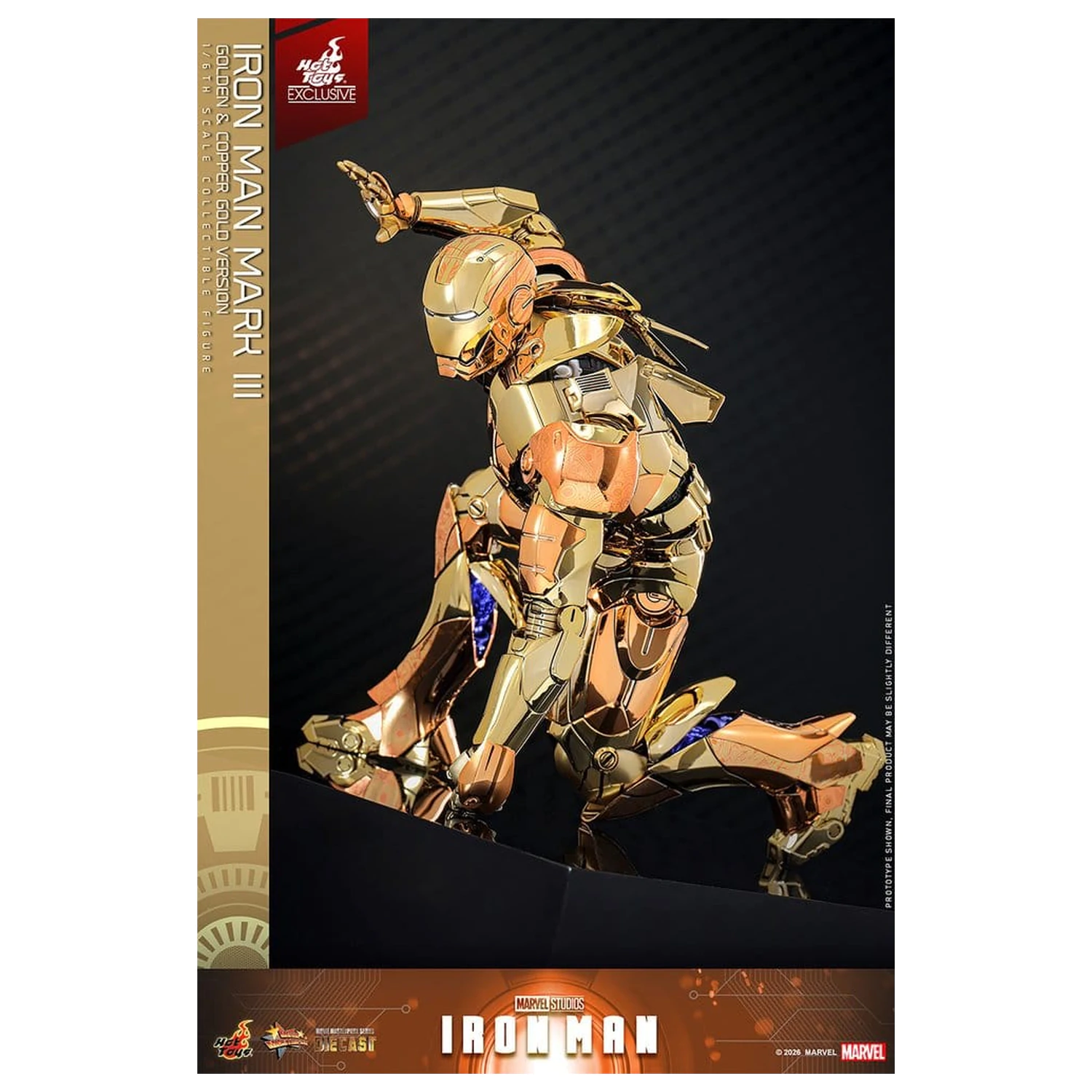 Iron Man Movie Masterpiece Diecast Figurka Akcji 1/6 Iron Man Mark III (Golden & Copper Gold Version) Hot Toys Exclusive 33 cm zdjęcie produktu