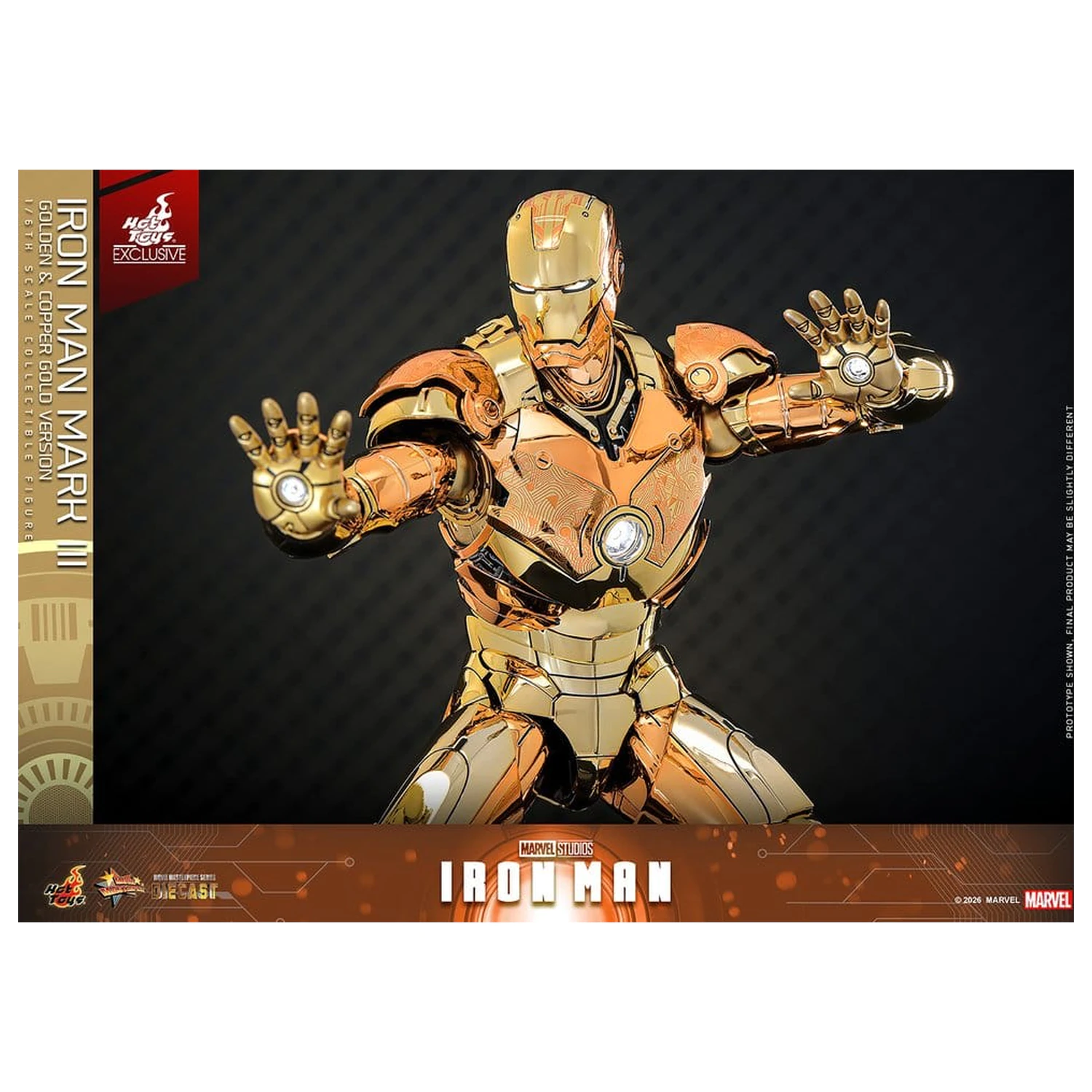 Iron Man Movie Masterpiece Diecast Figurka Akcji 1/6 Iron Man Mark III (Golden & Copper Gold Version) Hot Toys Exclusive 33 cm zdjęcie produktu