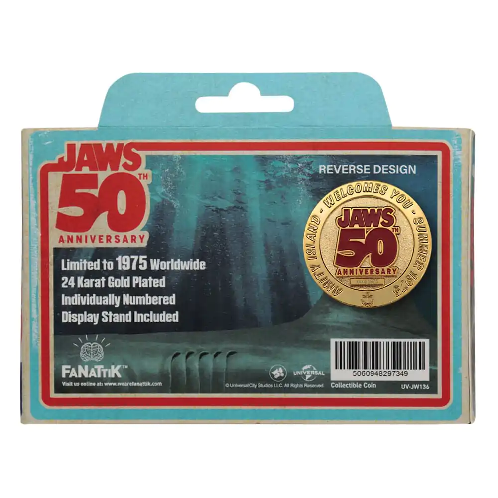 "Jaws" Moneta Kolekcjonerska 50th Anniversary Pozłacana 24k Złotem Limited Edition zdjęcie produktu
