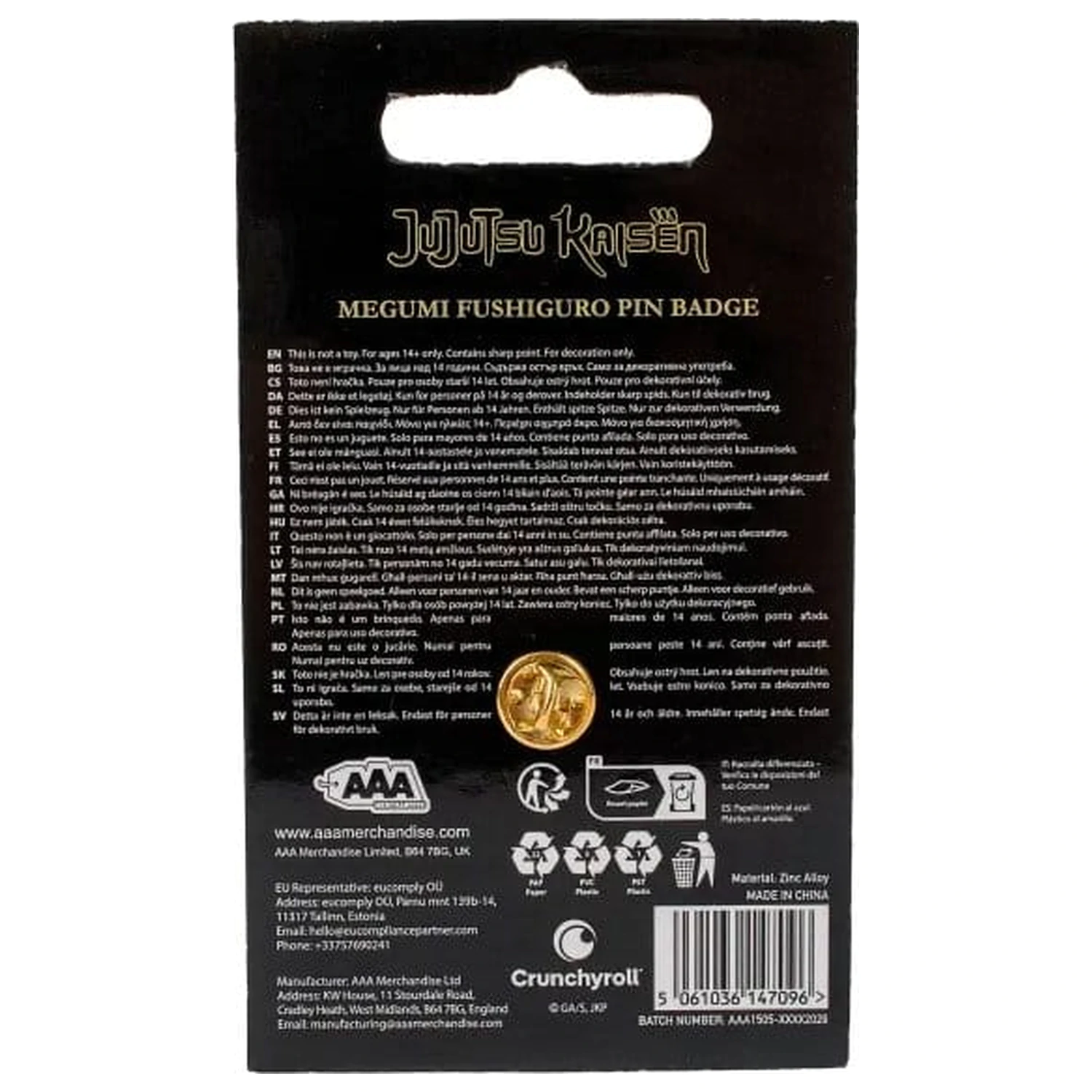 Jujutsu Kaisen Icon Pin Badge Megumi Fushiguro zdjęcie produktu