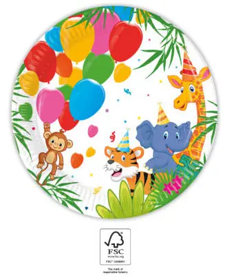 Jungle Balony, Talerzyki papierowe Jungle 8 sztuk 20 cm FSC zdjęcie produktu