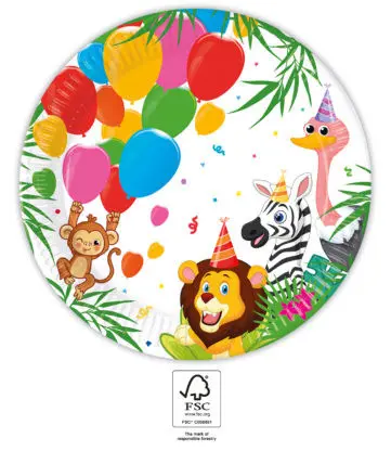 Jungle Balloons, Jungle Paper Plates 8 szt. 23 cm FSC zdjęcie produktu