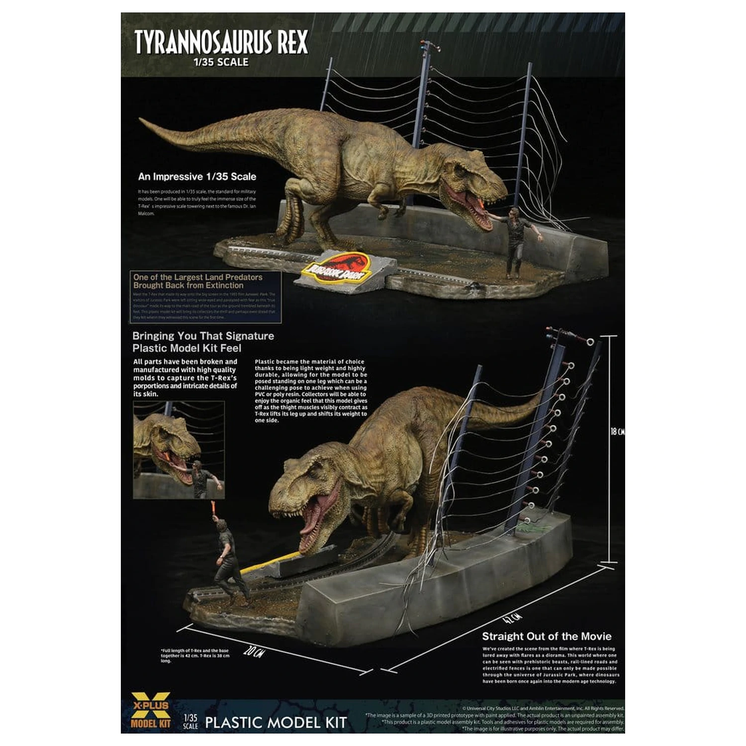 Jurassic Park Zestaw Modelowy z Plastiku 1/35 Tyrannosaurus Rex 42 cm zdjęcie produktu
